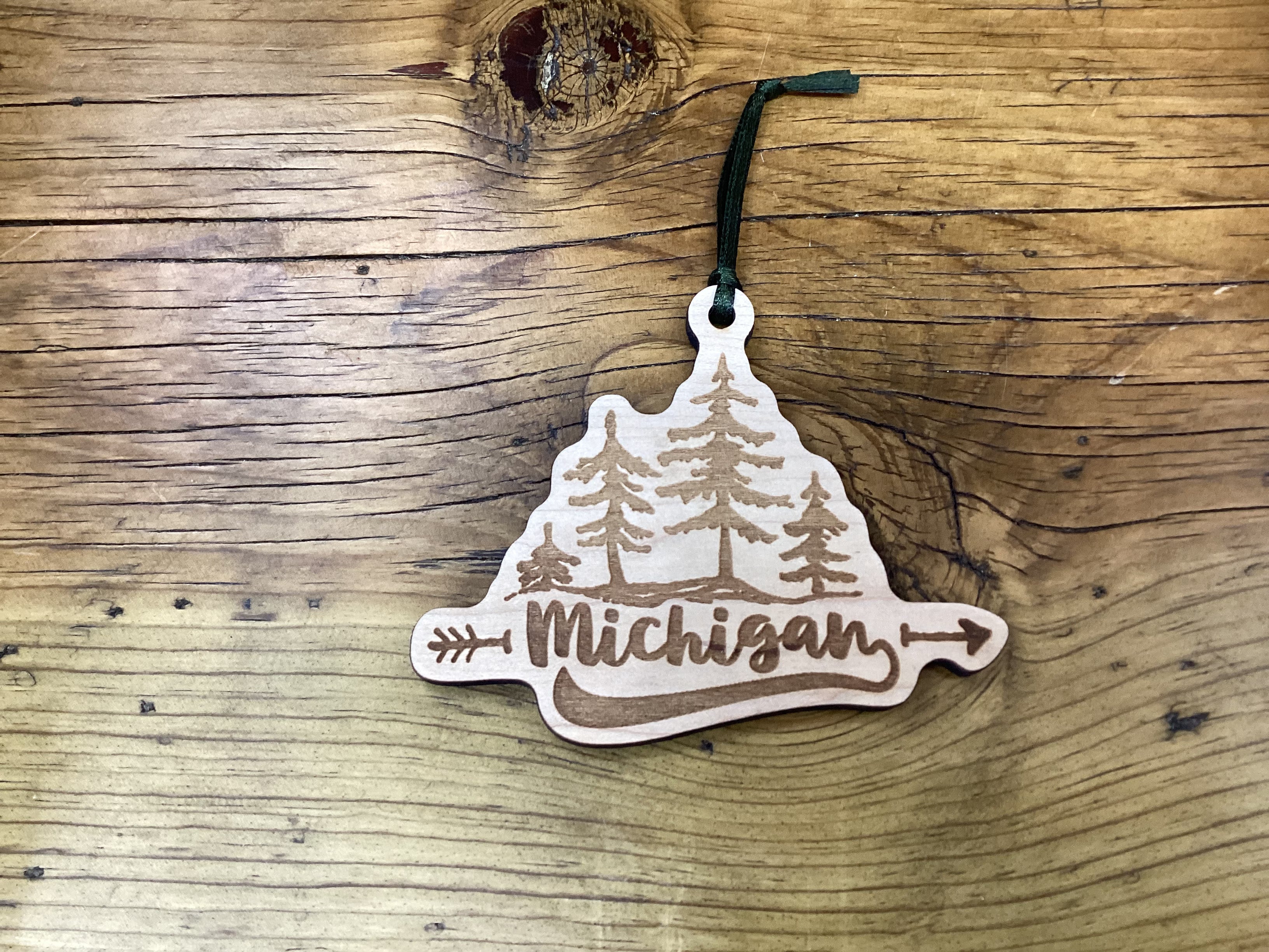 'Michigan' Forest - Wood Engraved Ornament