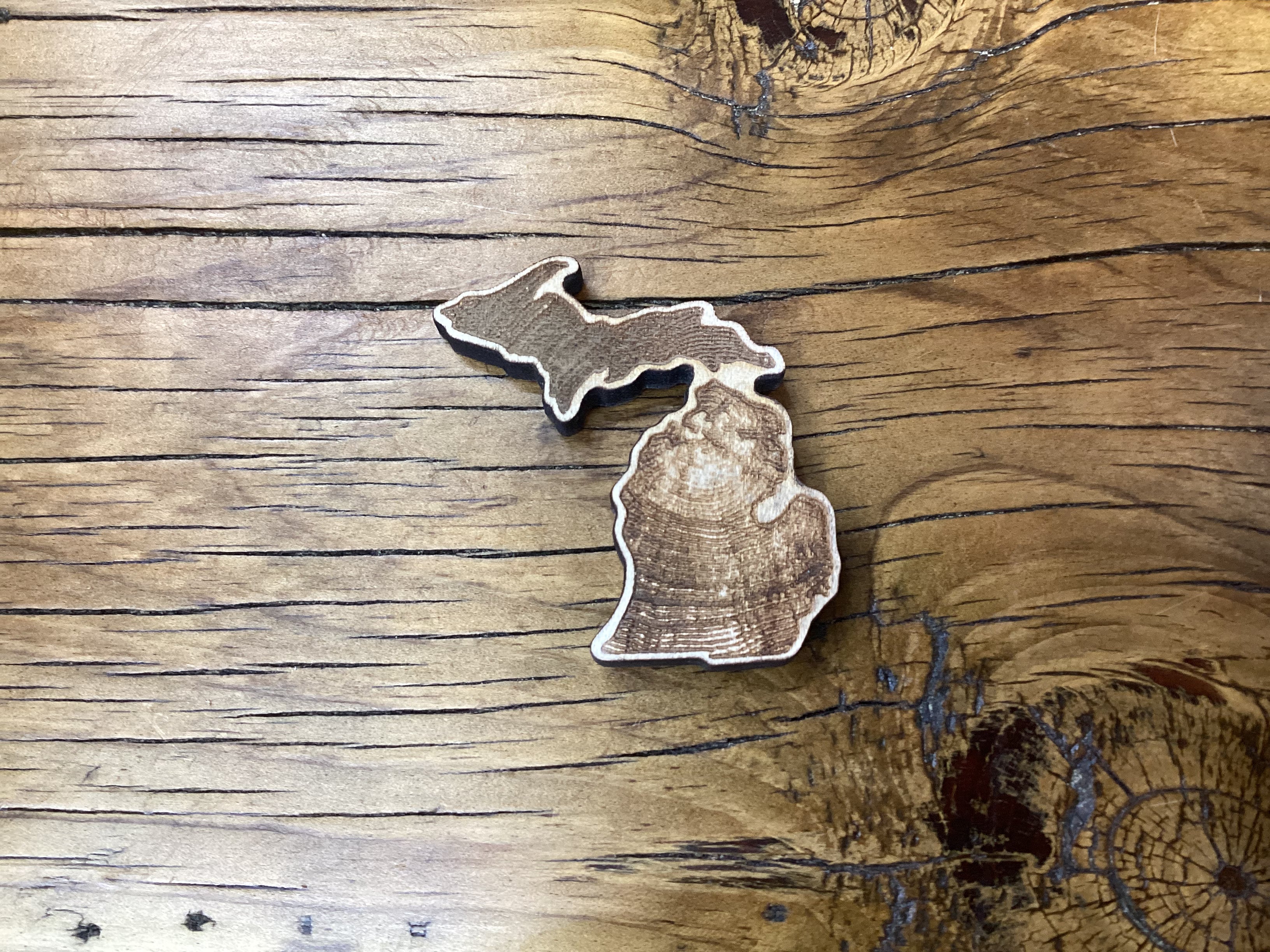 Tree Rings - Outline - Michigan - Mini Wooden Magnet