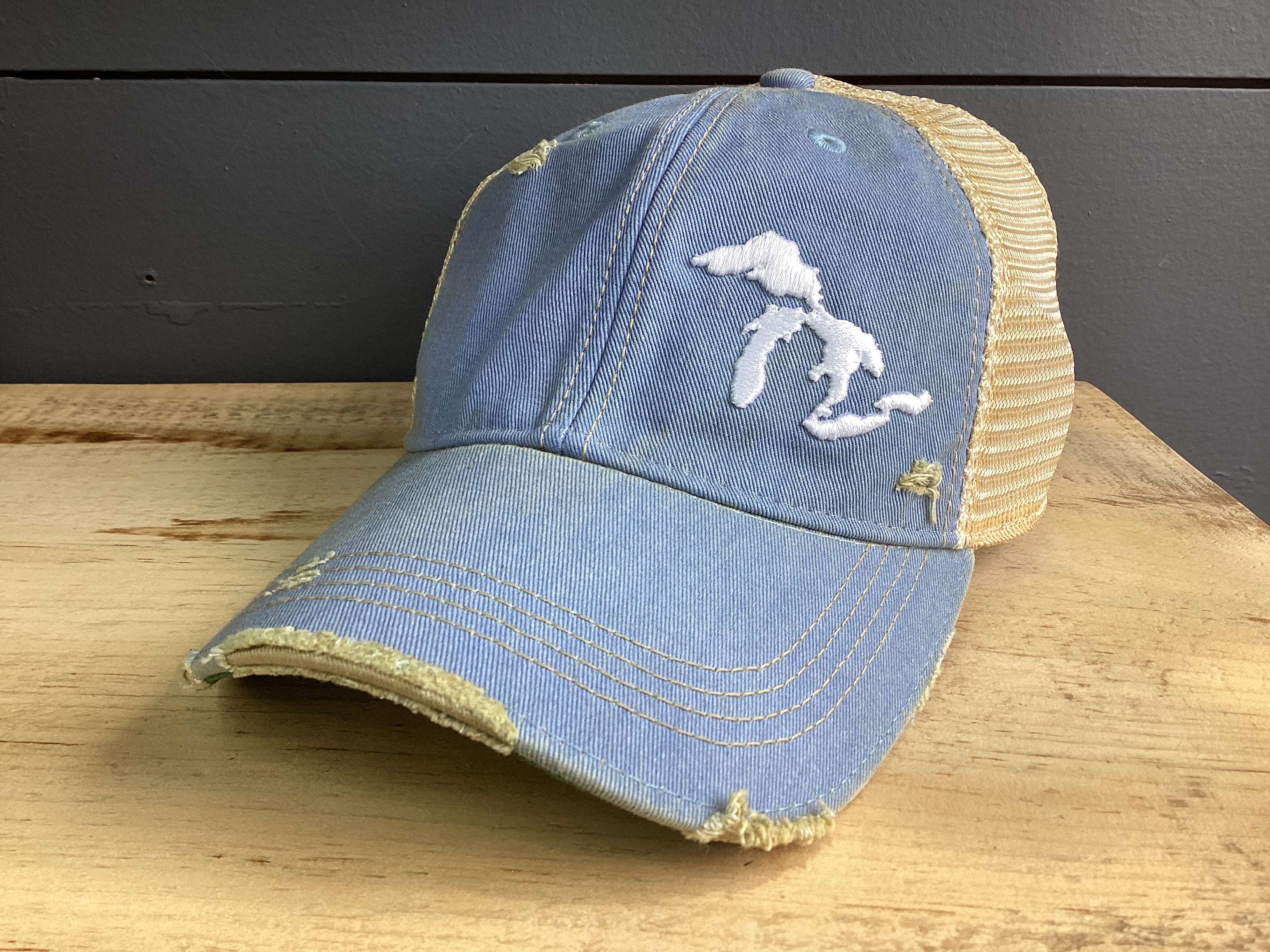 Great Lakes - Sky Blue - Raised Embroidered Distressed Hat