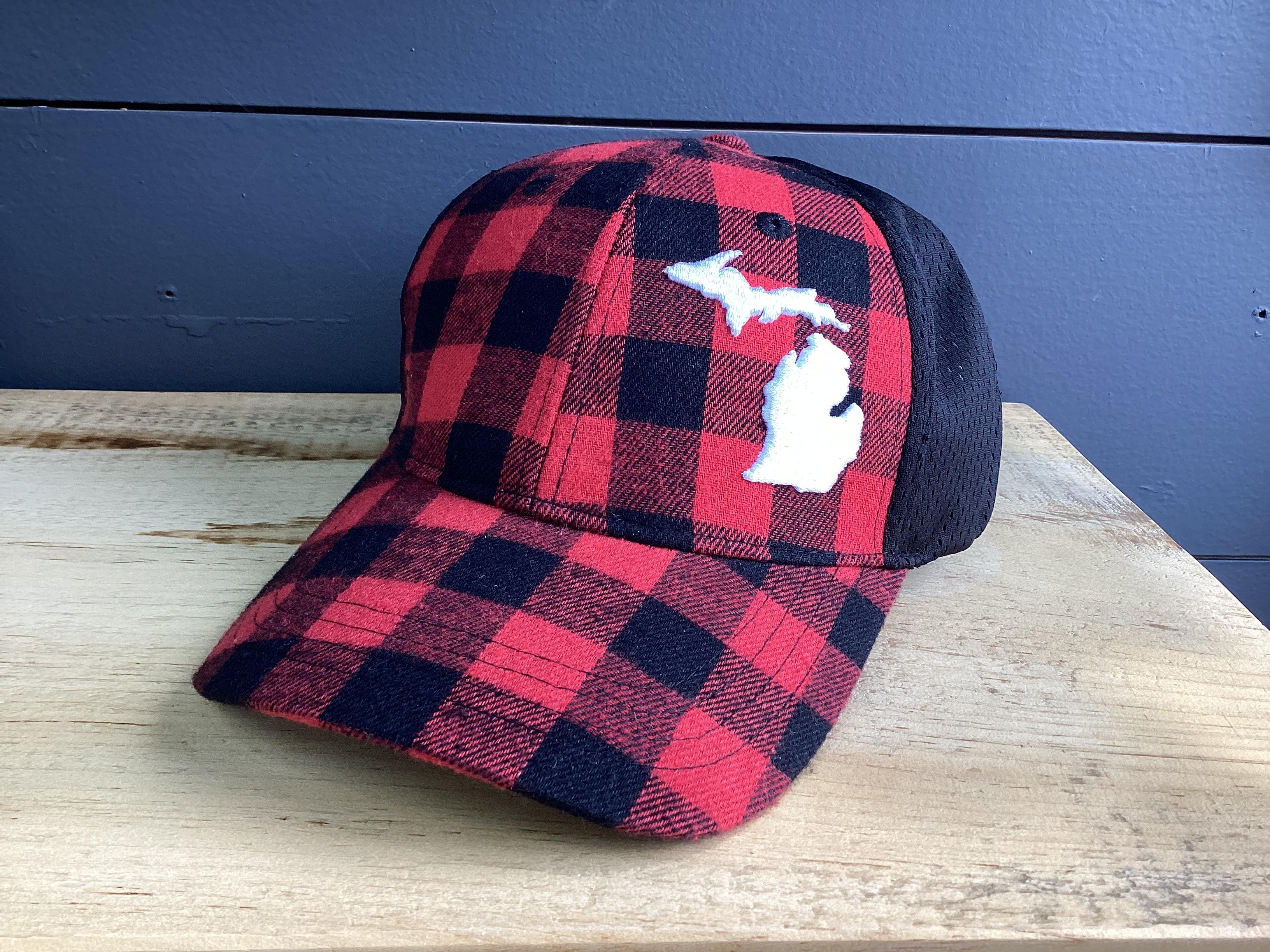 Michigan - Buffalo Plaid - Raised Embroidered Hat