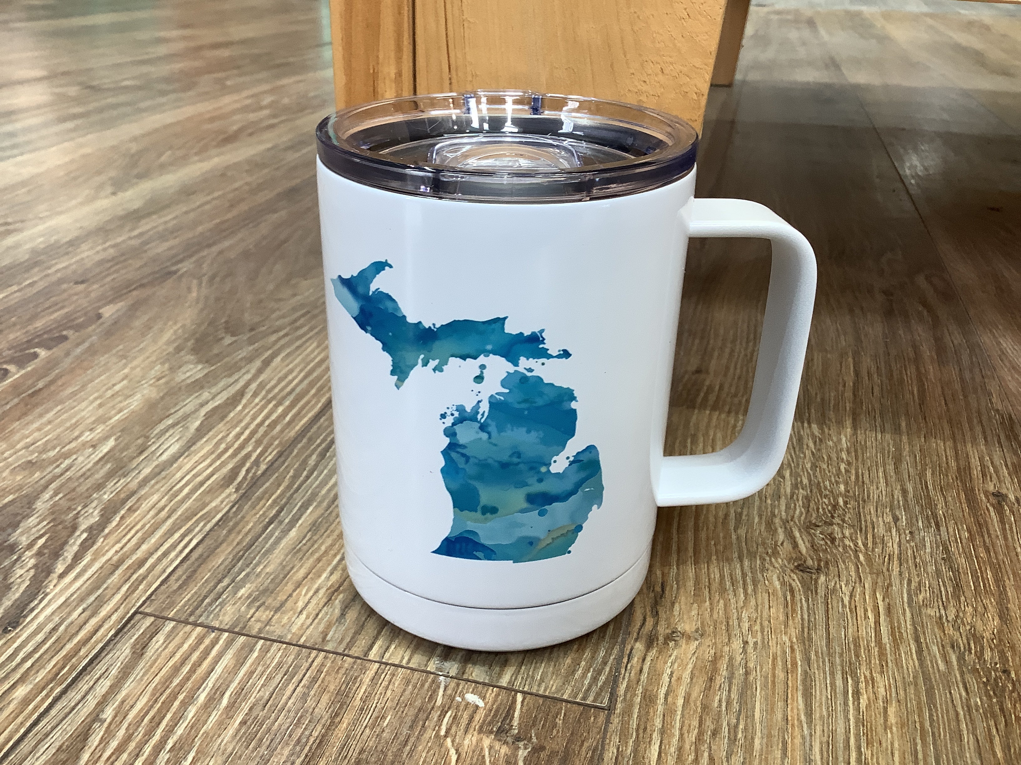 Watercolor - Michigan - 15oz Insulated Mug W/Slider Lid