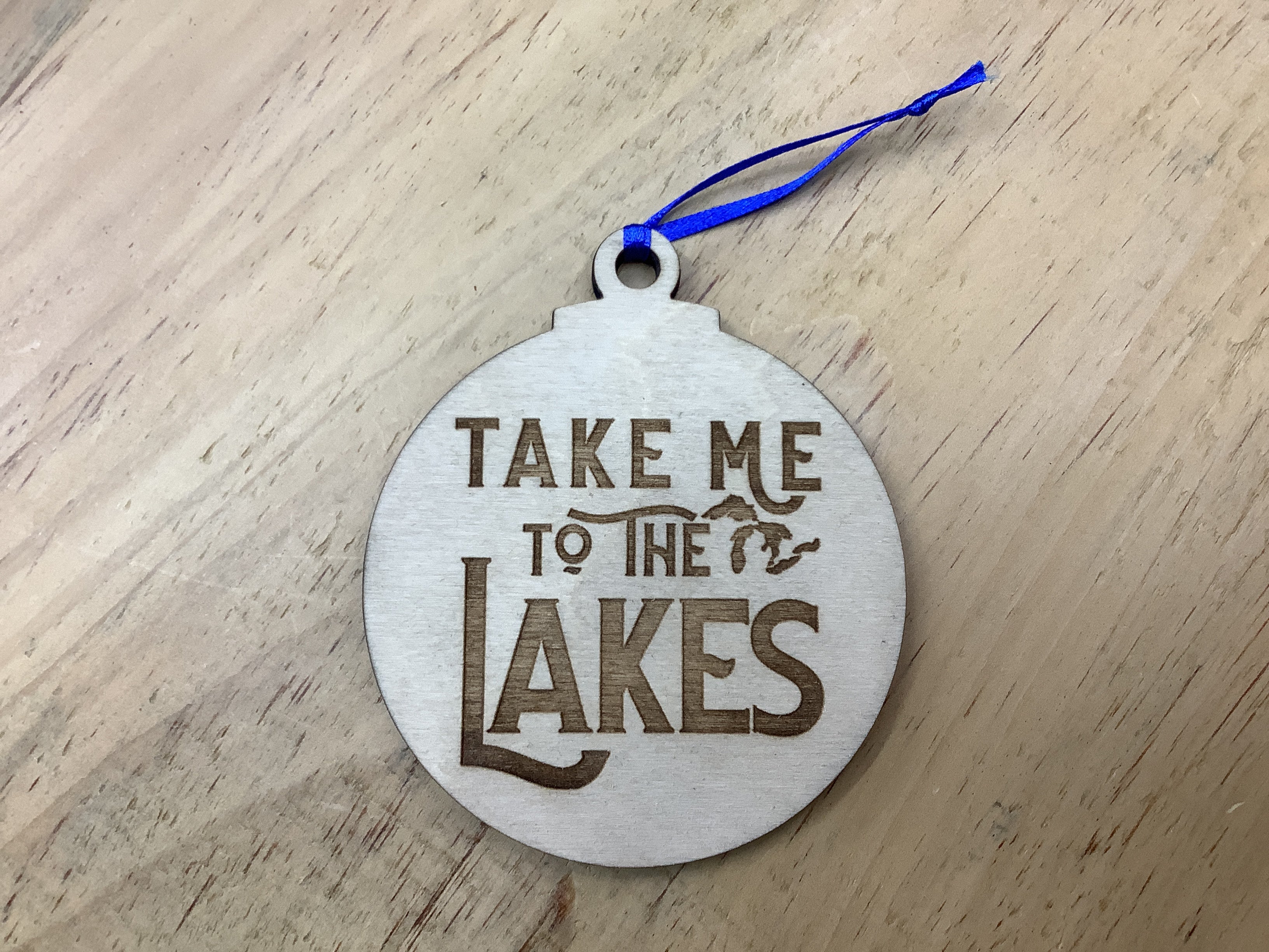 'Take Me To The Lakes' Great Lakes - Word - Wooden Engraved Ornament