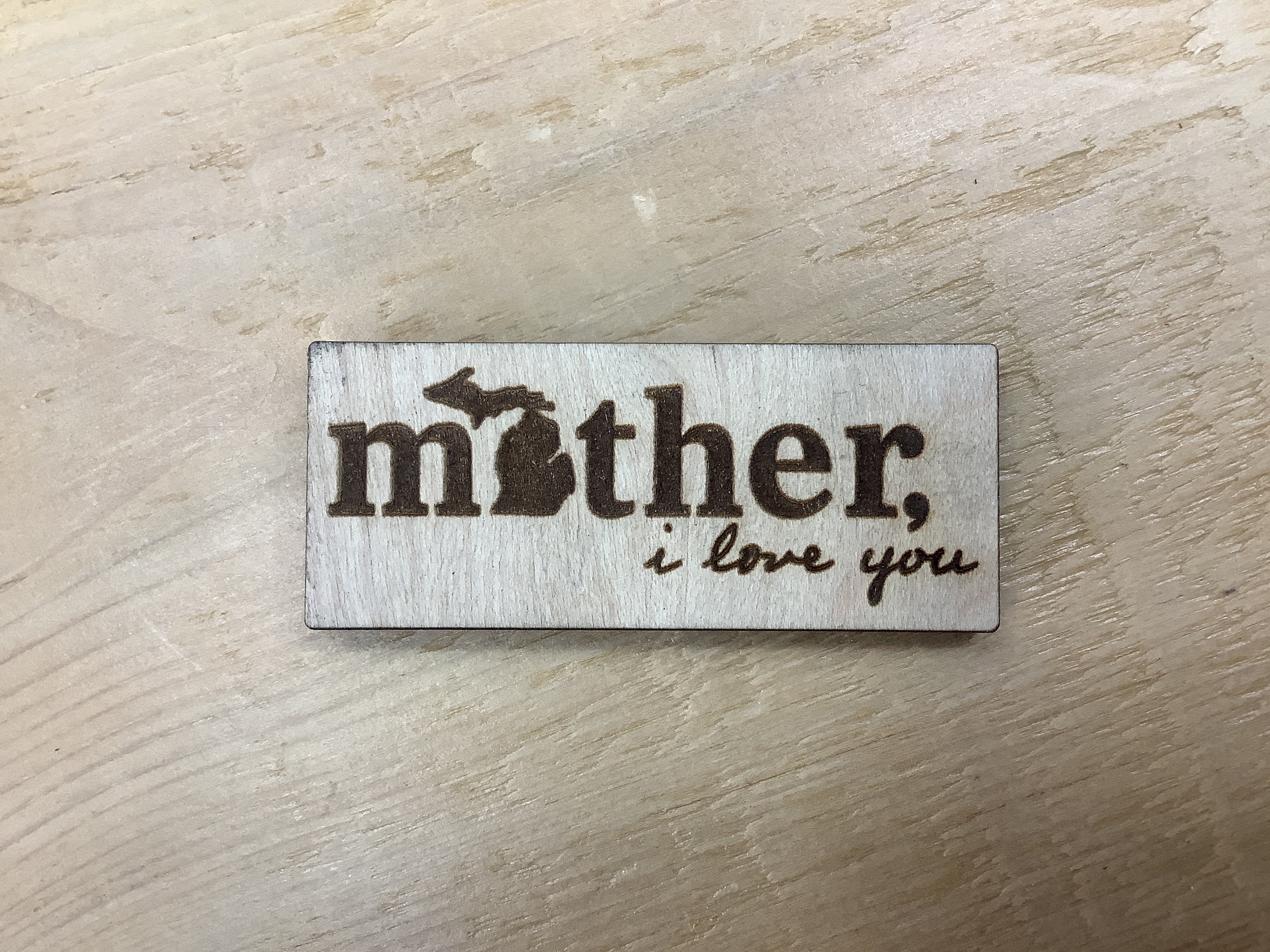 "Mother, I love you" Rectangle - Word - Wooden Magnet
