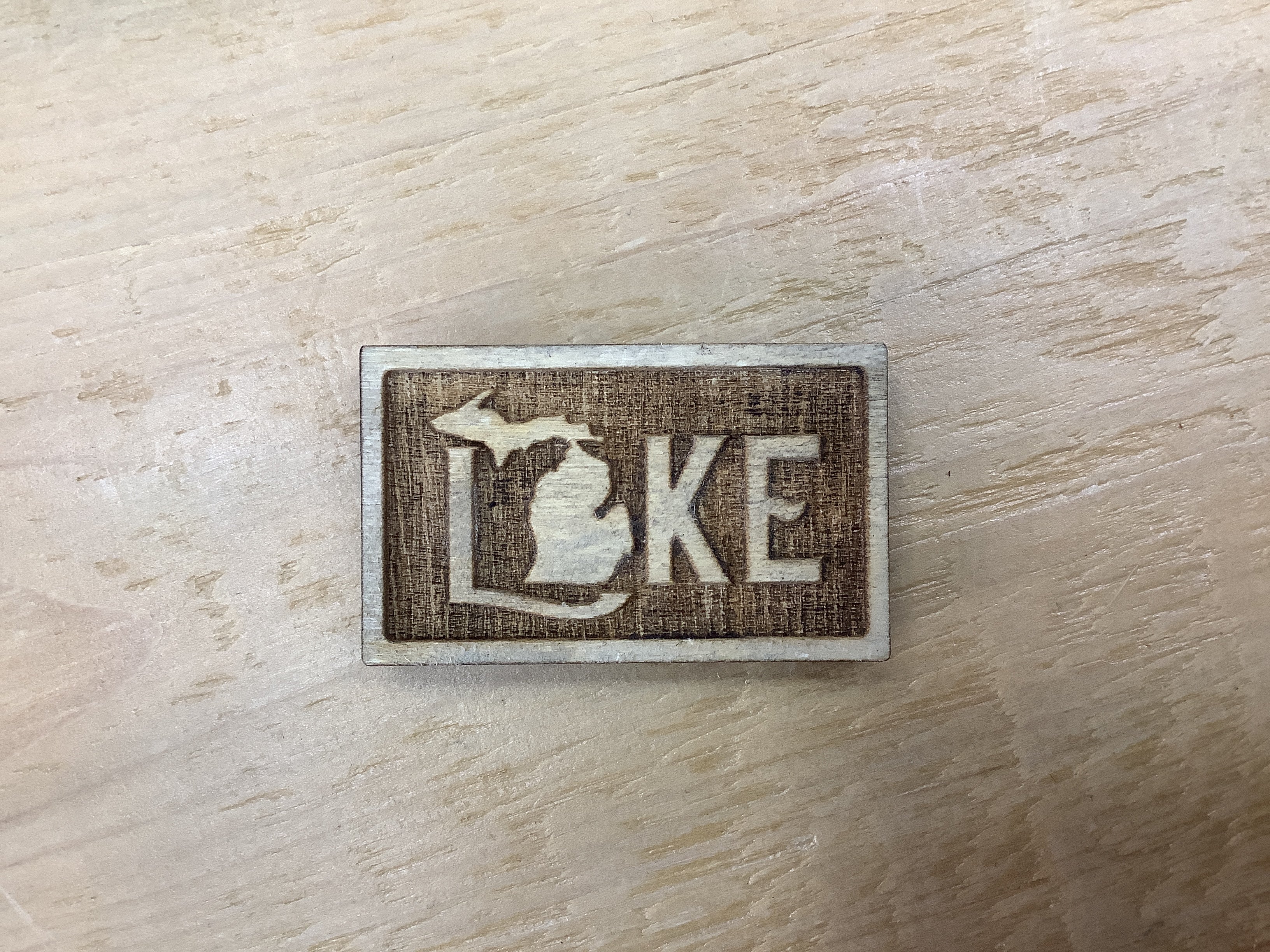 'Lake' Rectangle - Michigan - Mini Wooden Magnet