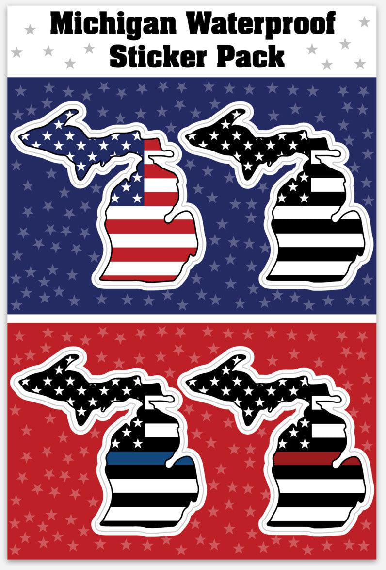 American Flag Michigan - Waterproof Sticker Varity Sheet