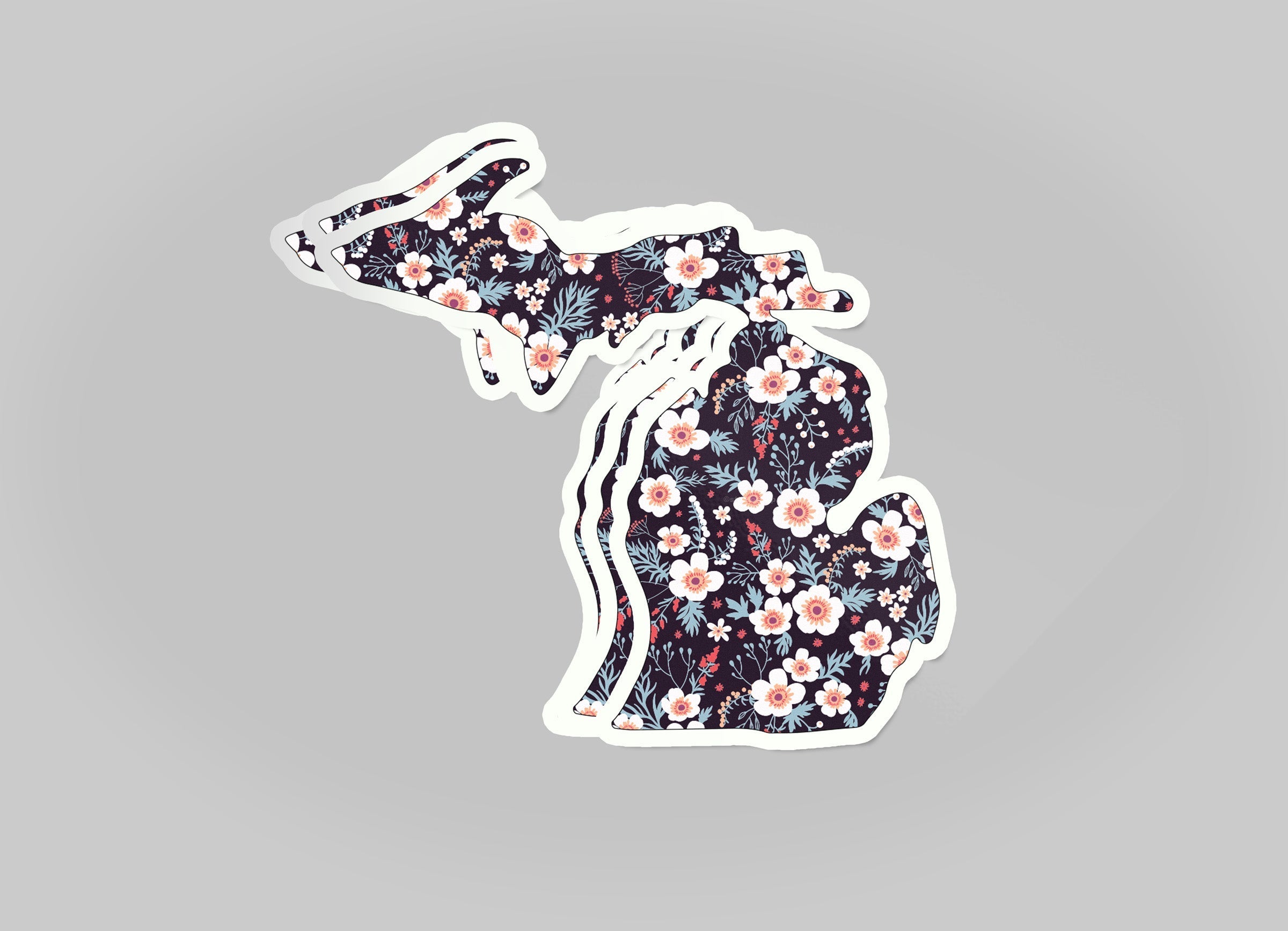 Apple Blossom - Black - Michigan Waterproof Sticker (3" X 3")