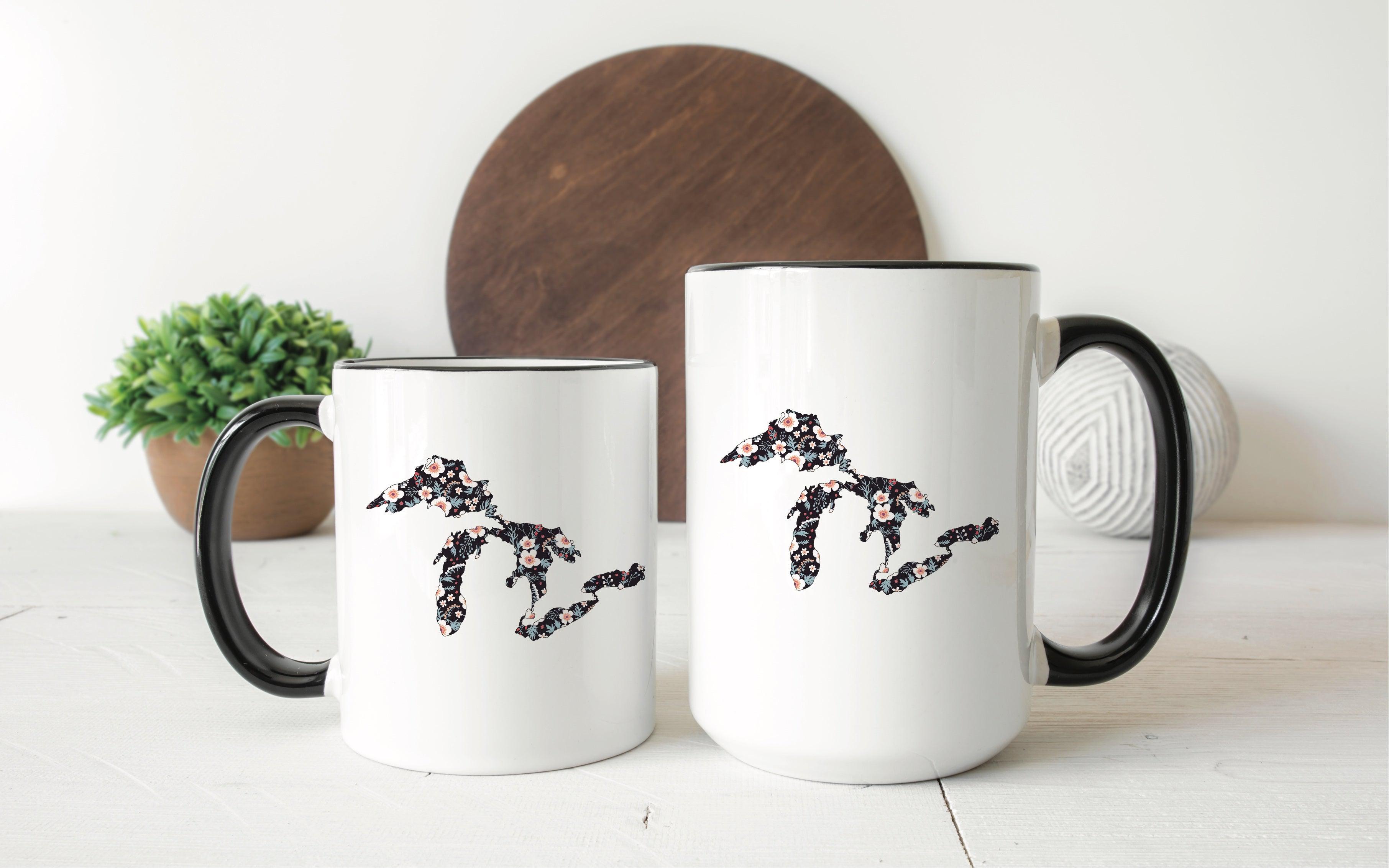 Black Floral Great Lakes Mug