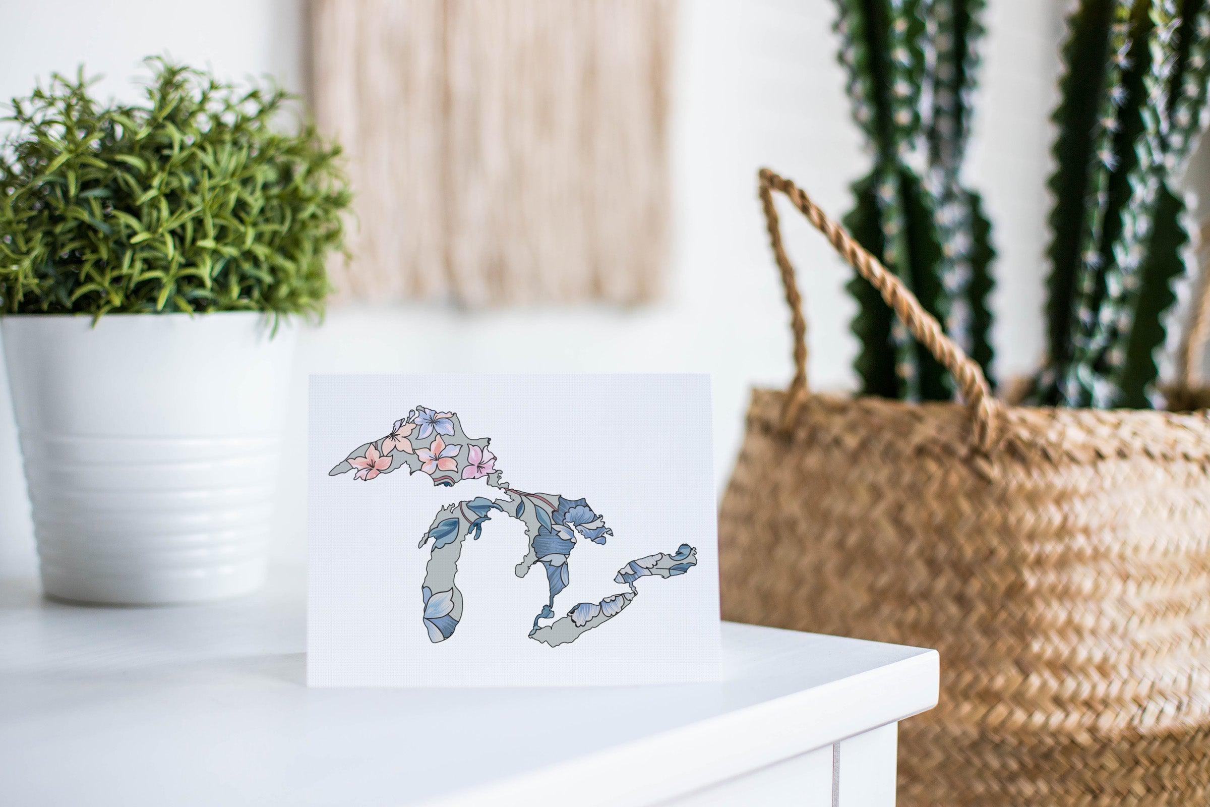 Branch Floral -Gray - Great Lakes Greeting Card