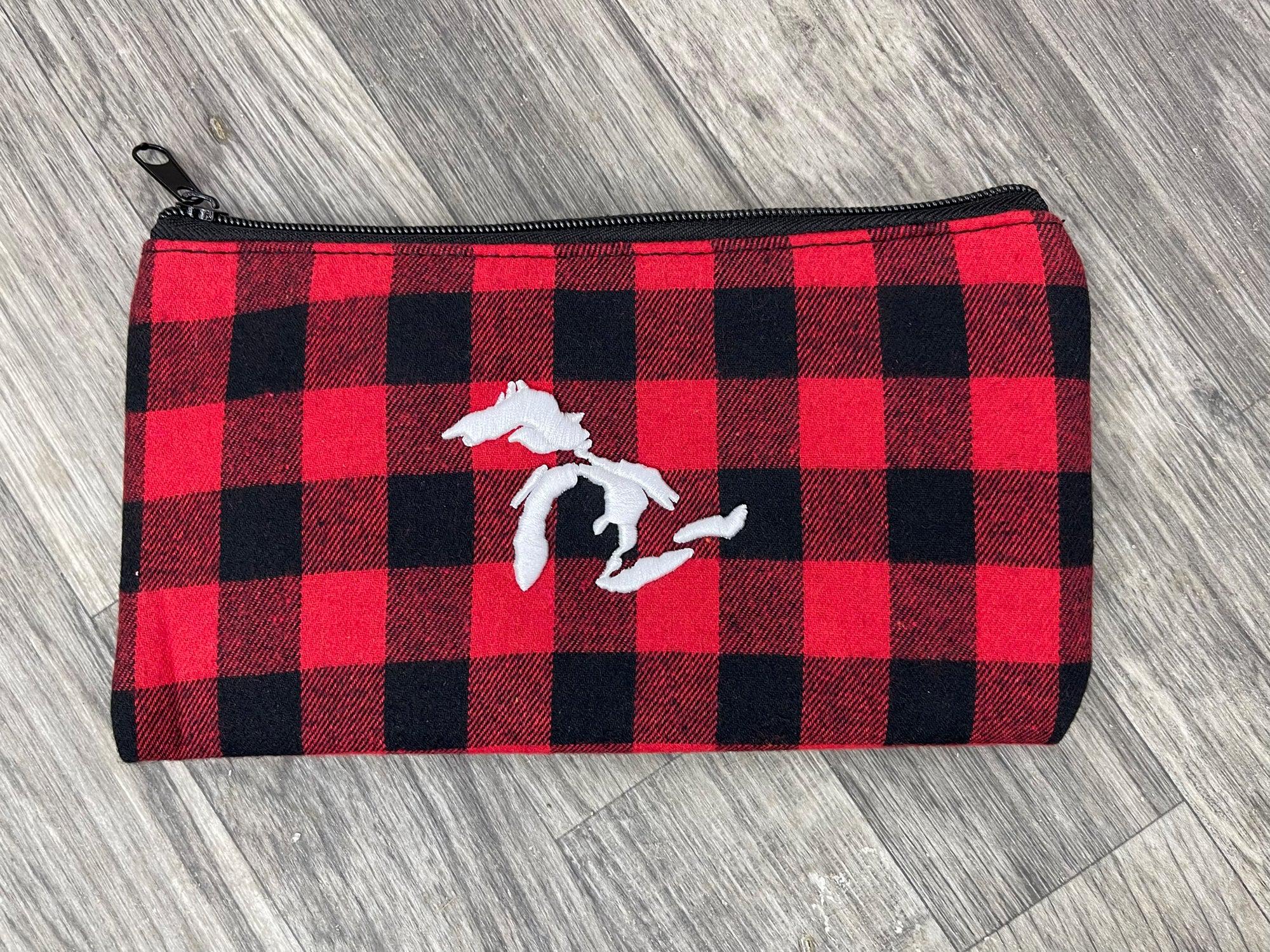 Great Lakes Embroidered Plaid Pouch