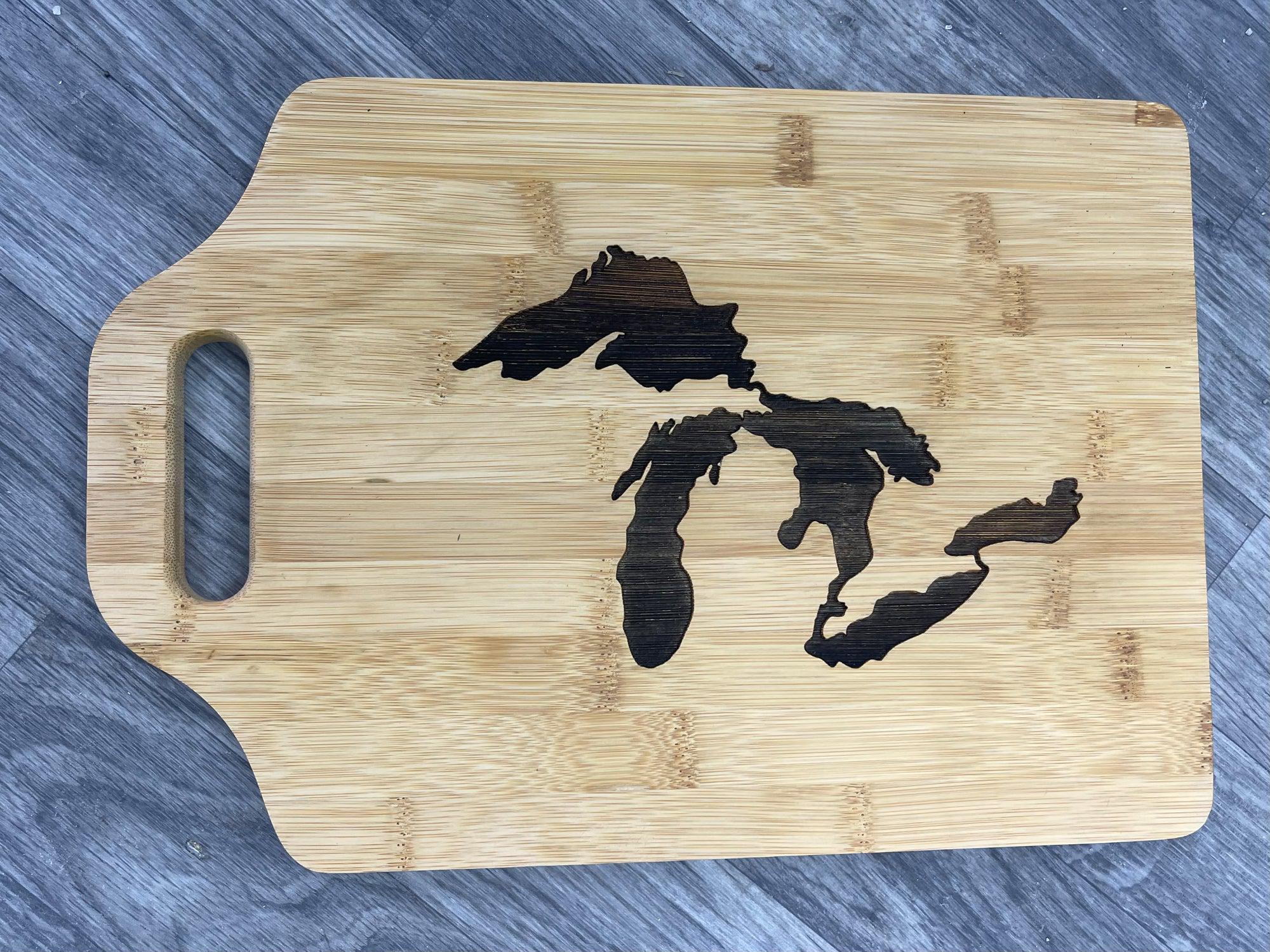 Great Lakes Medium Wooden Engraved Cutting Board