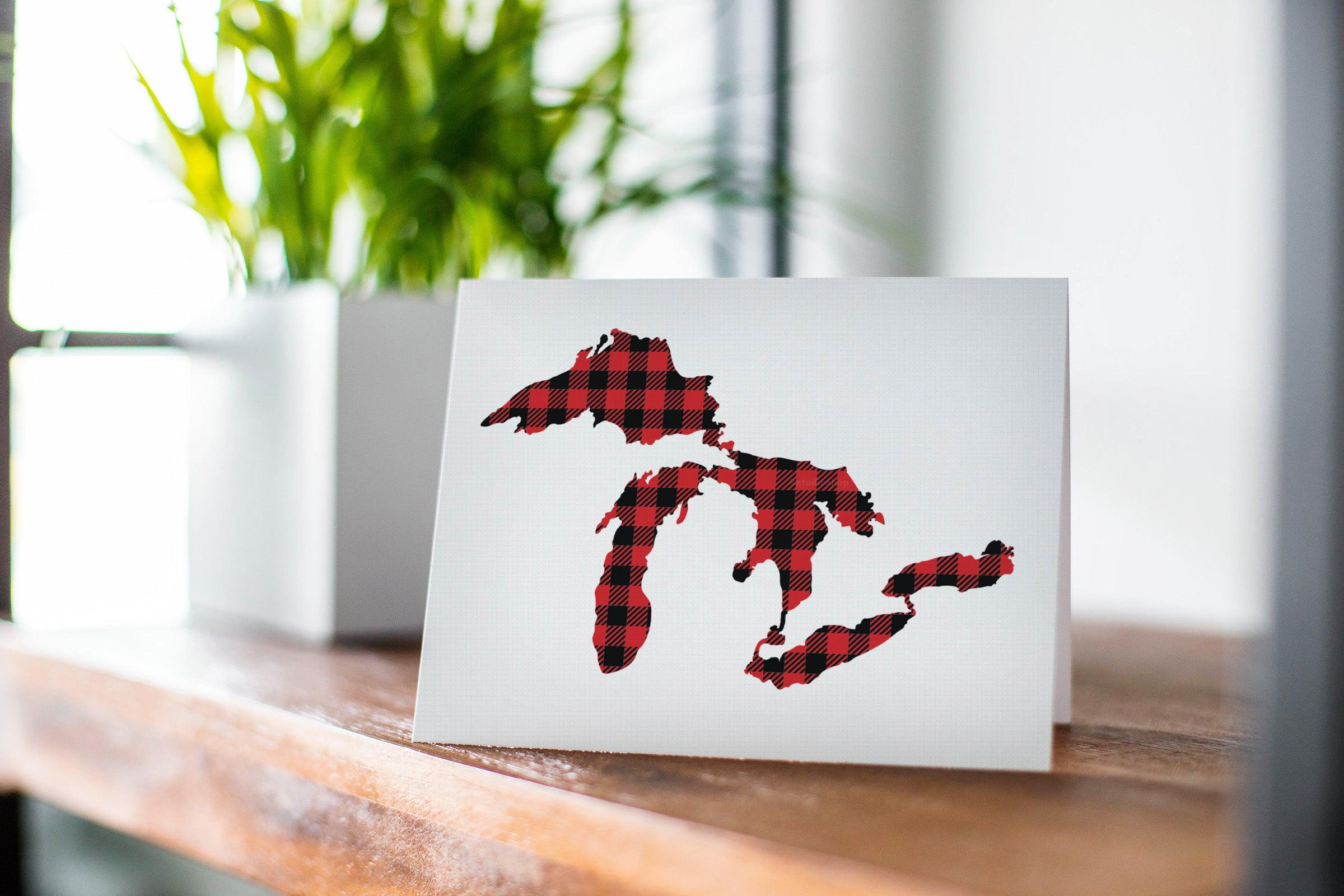 Great Lakes Red Plaid Greeting Card