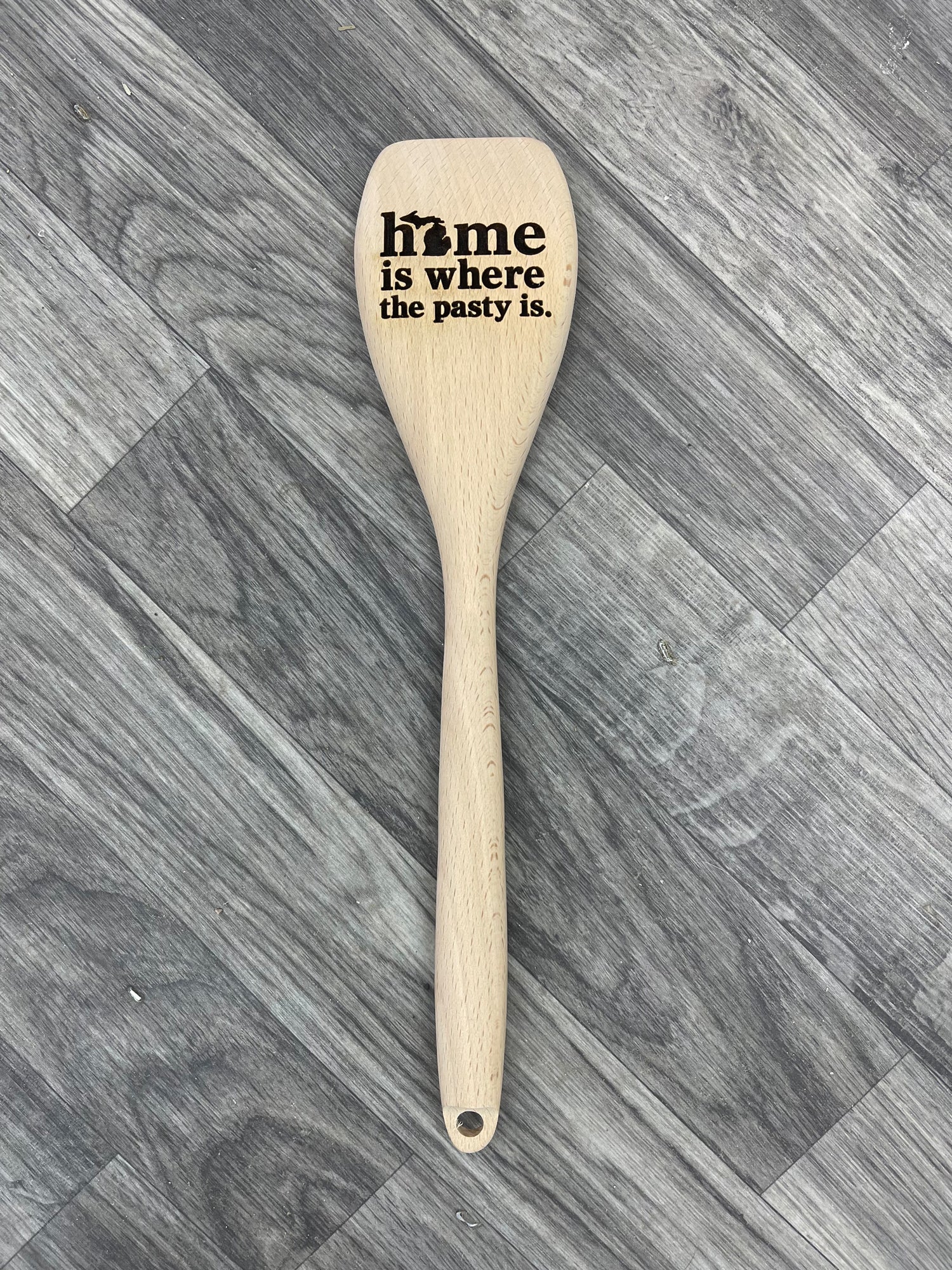 "Home Is Where The Pasty Is." Michigan Wooden Engraved Spatula