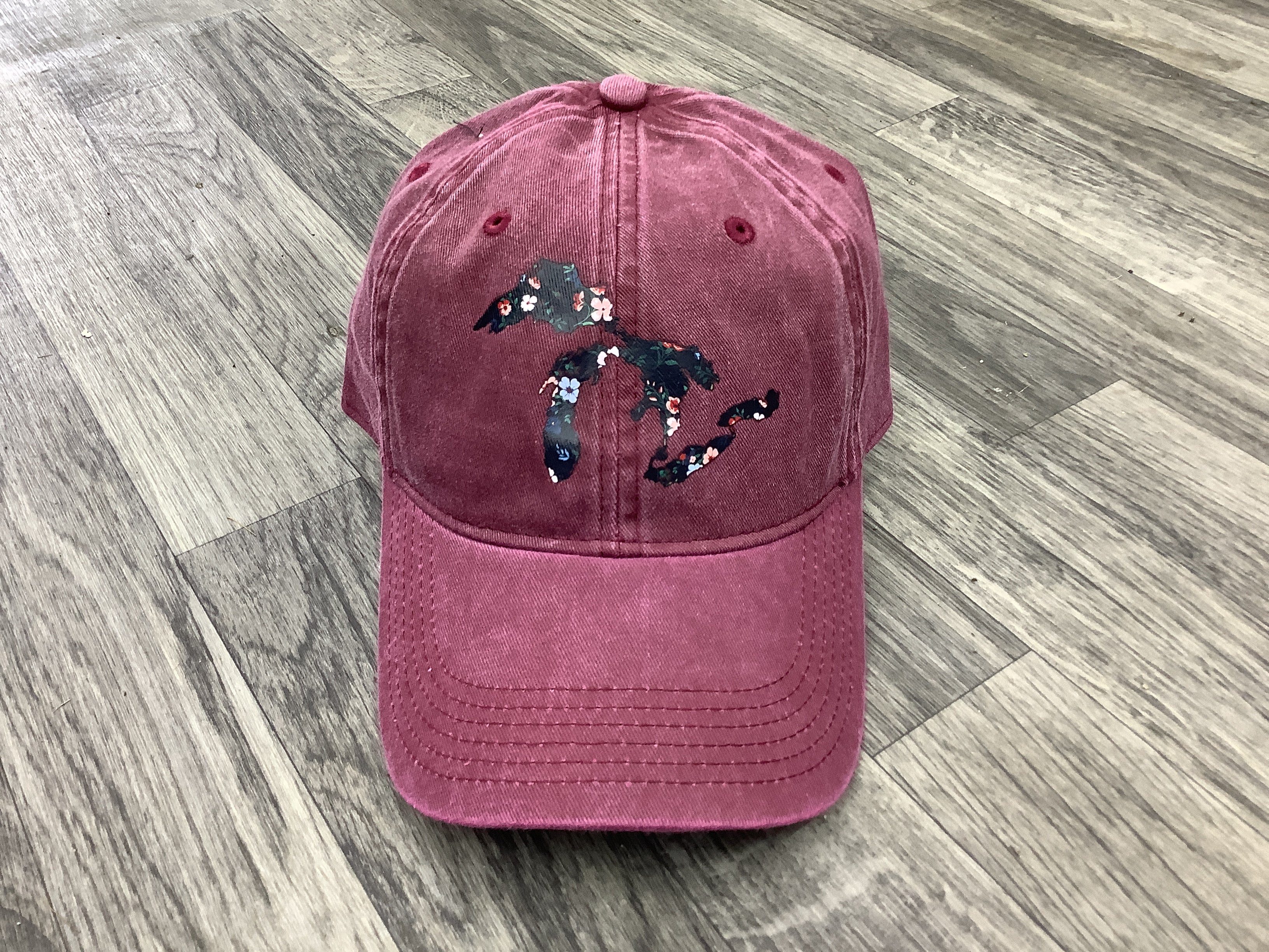 Black Floral - Great Lakes - Maroon - Pressed Hat