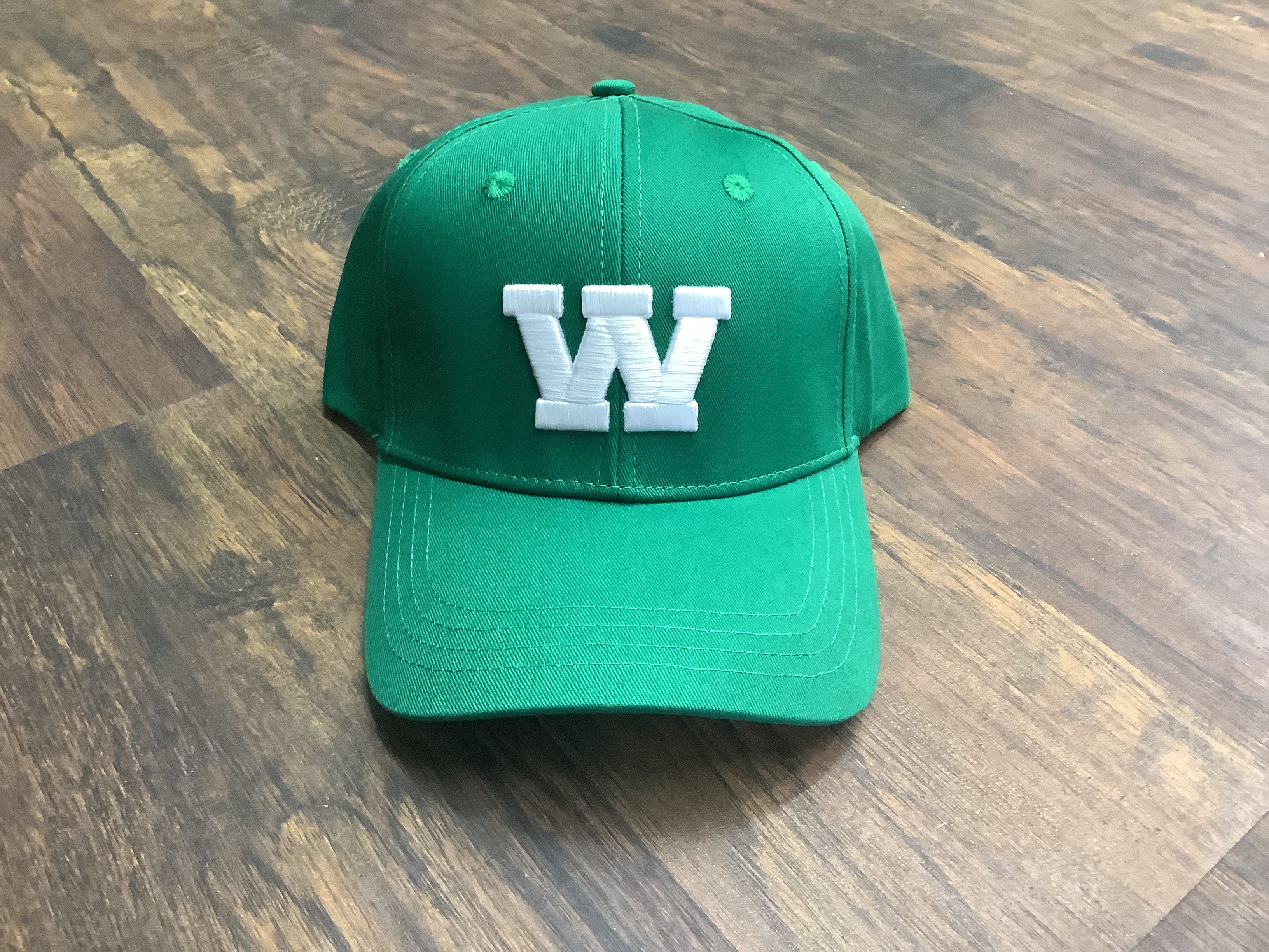 "W" Raised Embroidered Green Hat