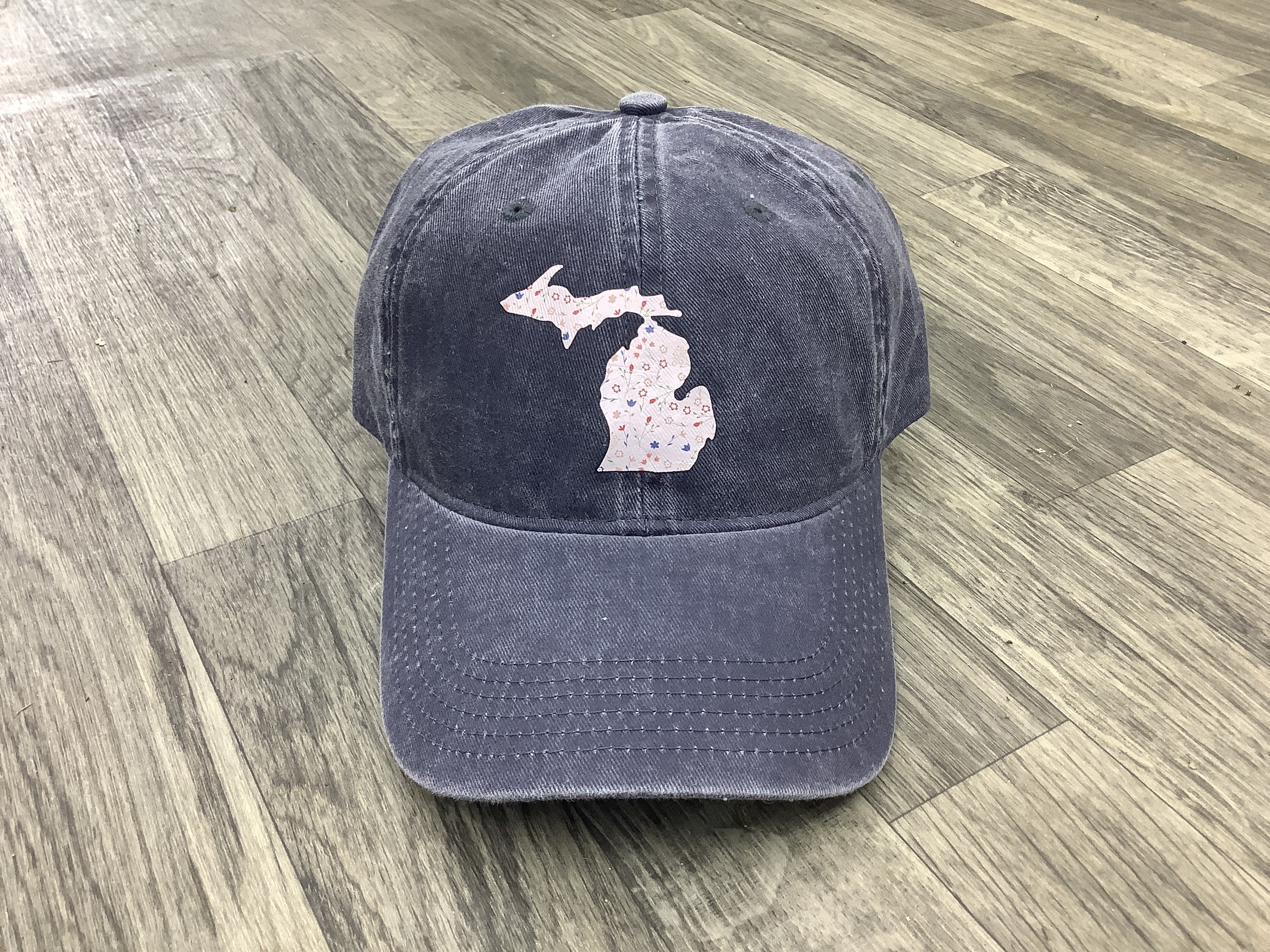 Wildflower - Pink - Michigan - Navy - Pressed Hat