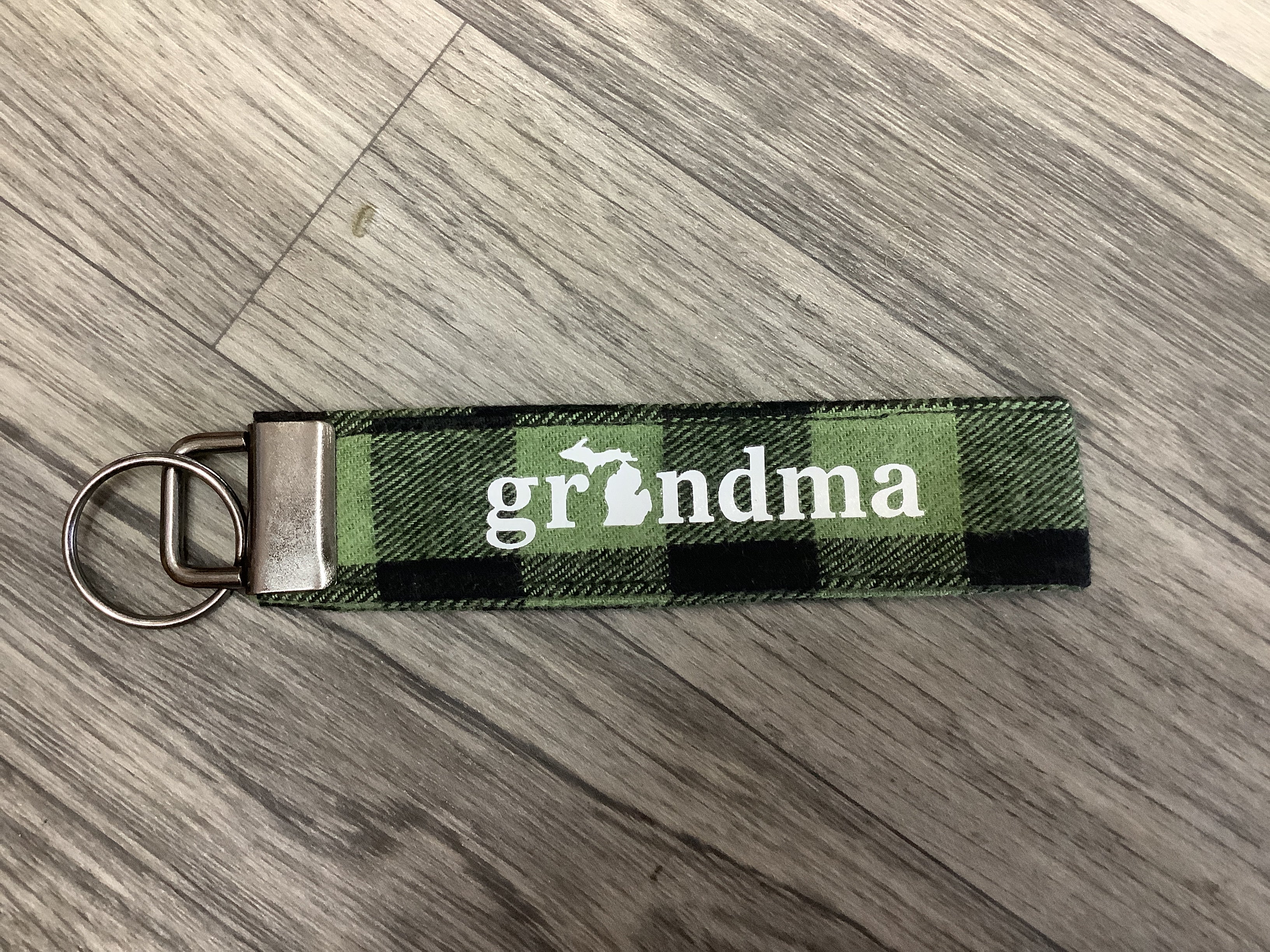 Green Plaid Cloth Fob Keychain