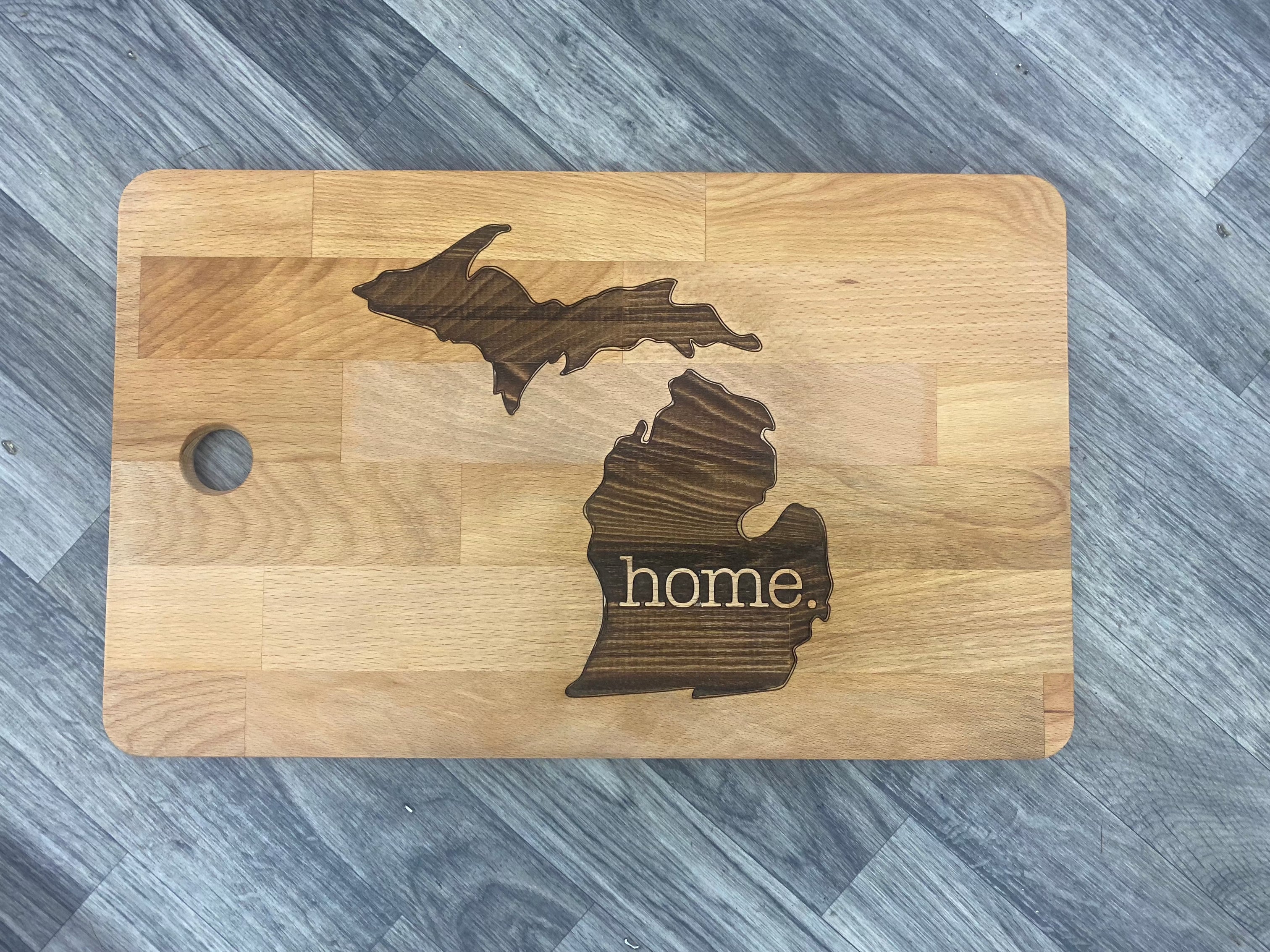 Home Michigan - Wooden Engraved - Cutting Board