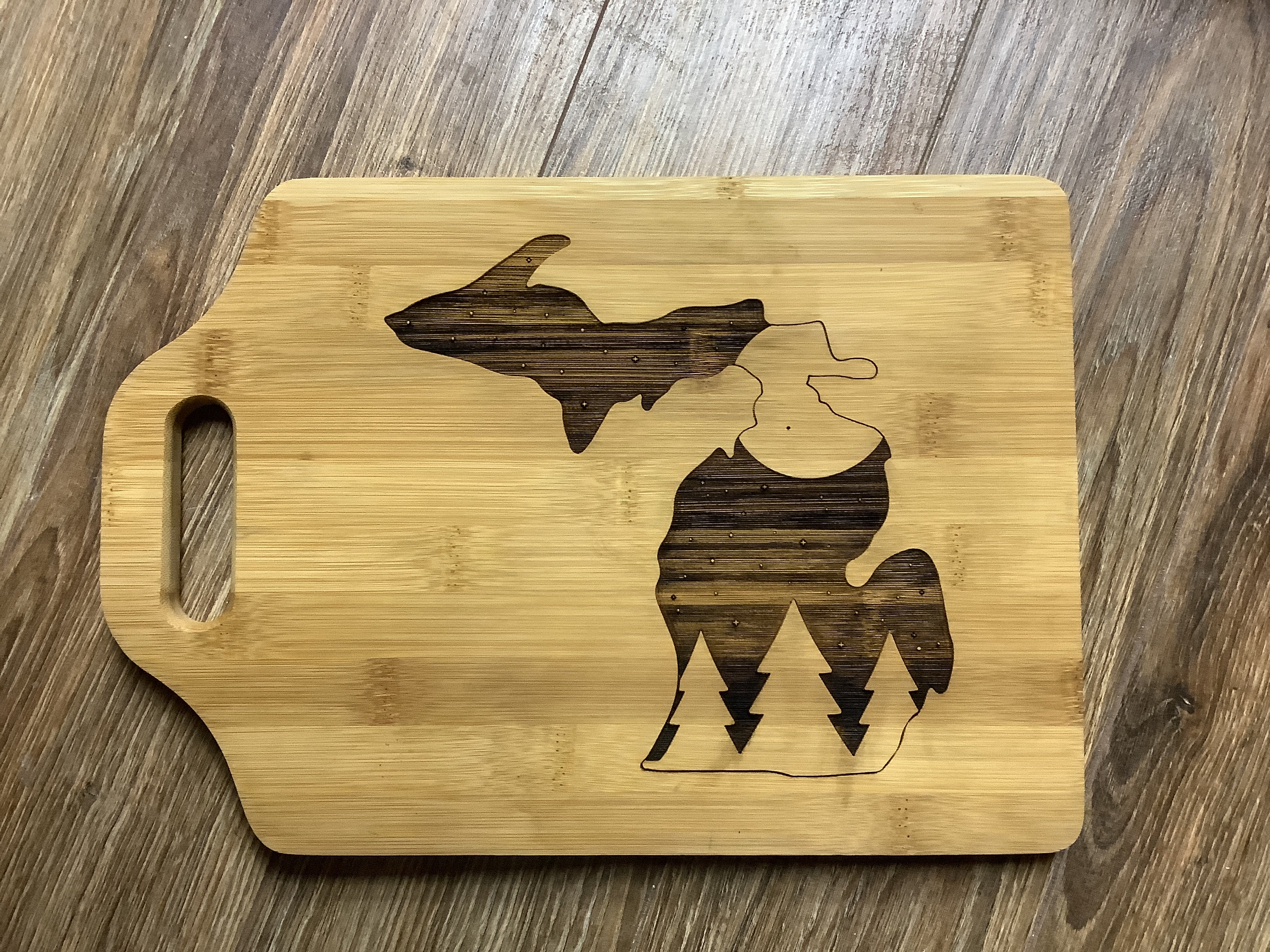 Starry Night - Michigan - Wooden Engraved - Cutting Board