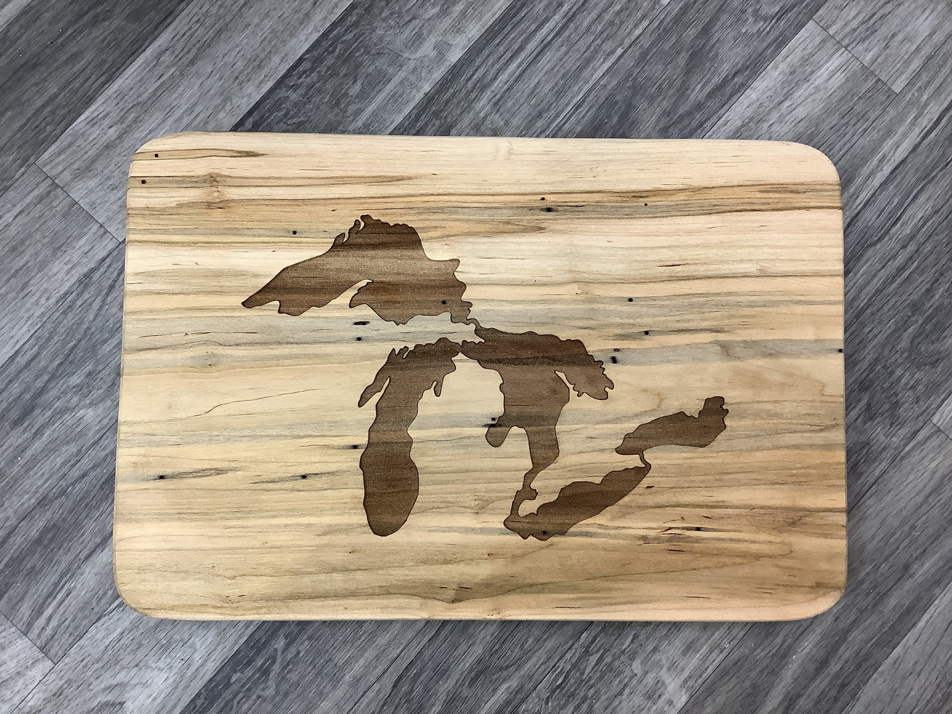 Great Lakes - Ambrosia Maple Wood - Engraved - Cutting Board