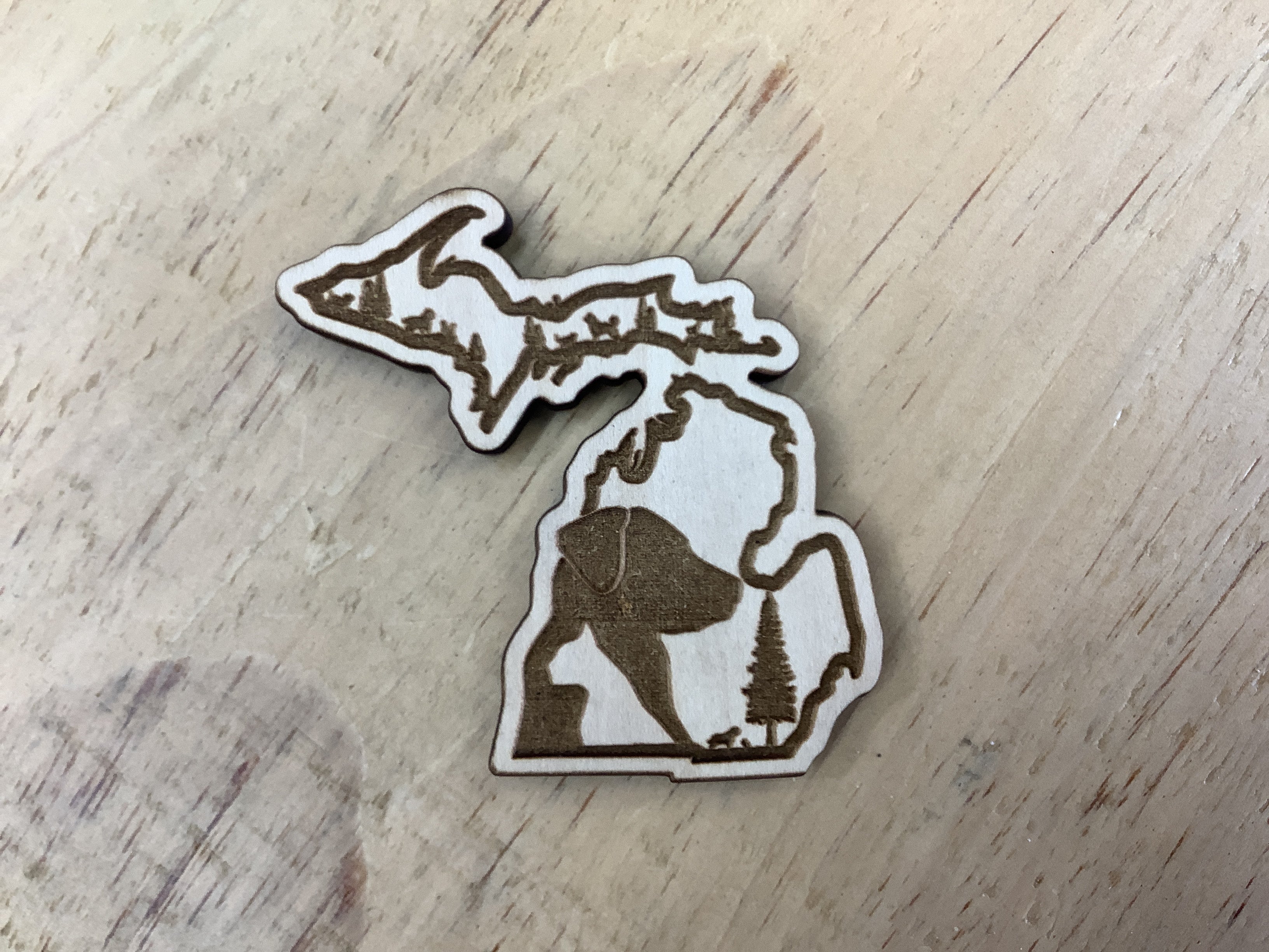 Pets - Outline - Michigan - Wooden Magnet