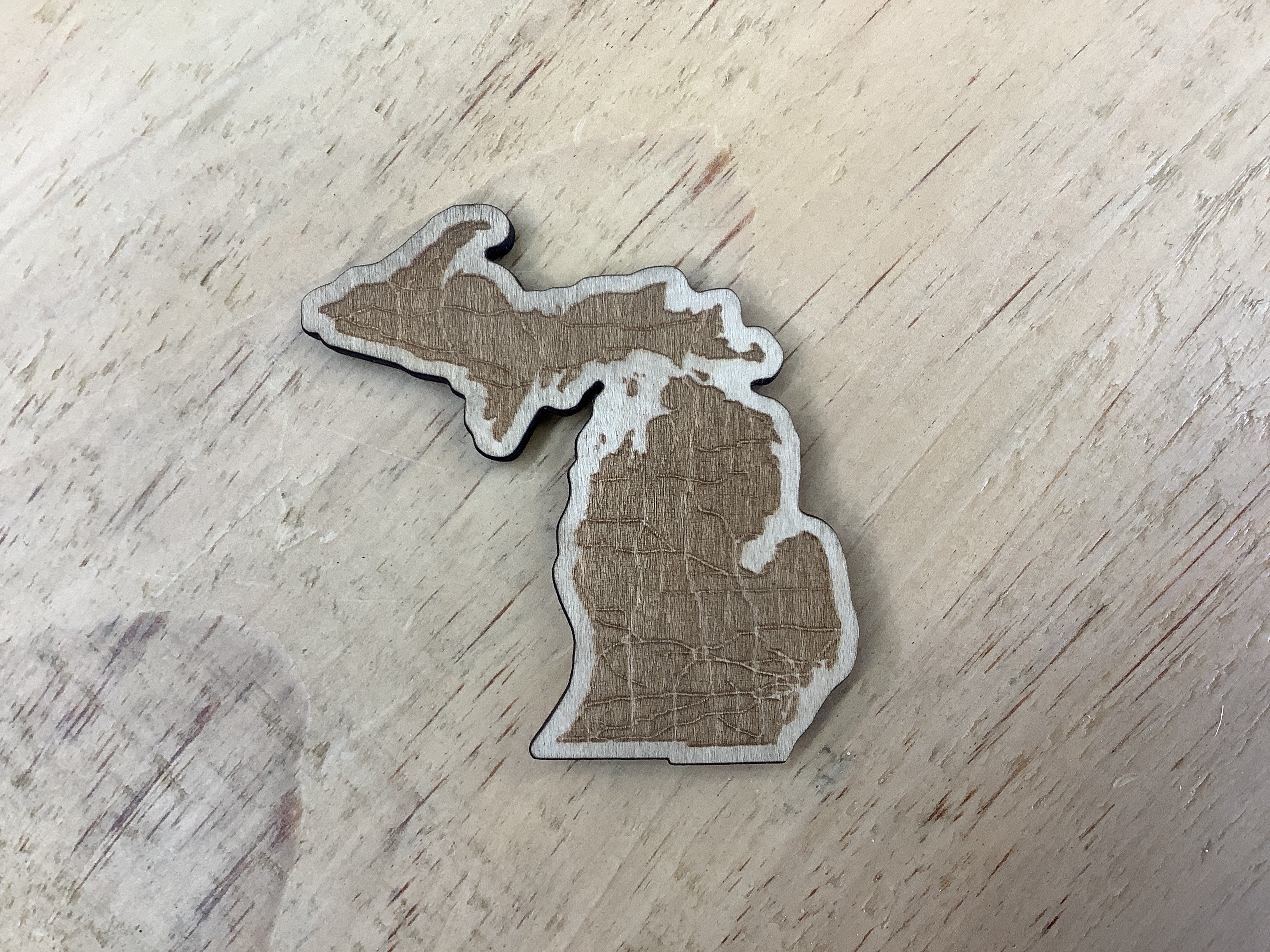 Map - Michigan - Wooden Magnet