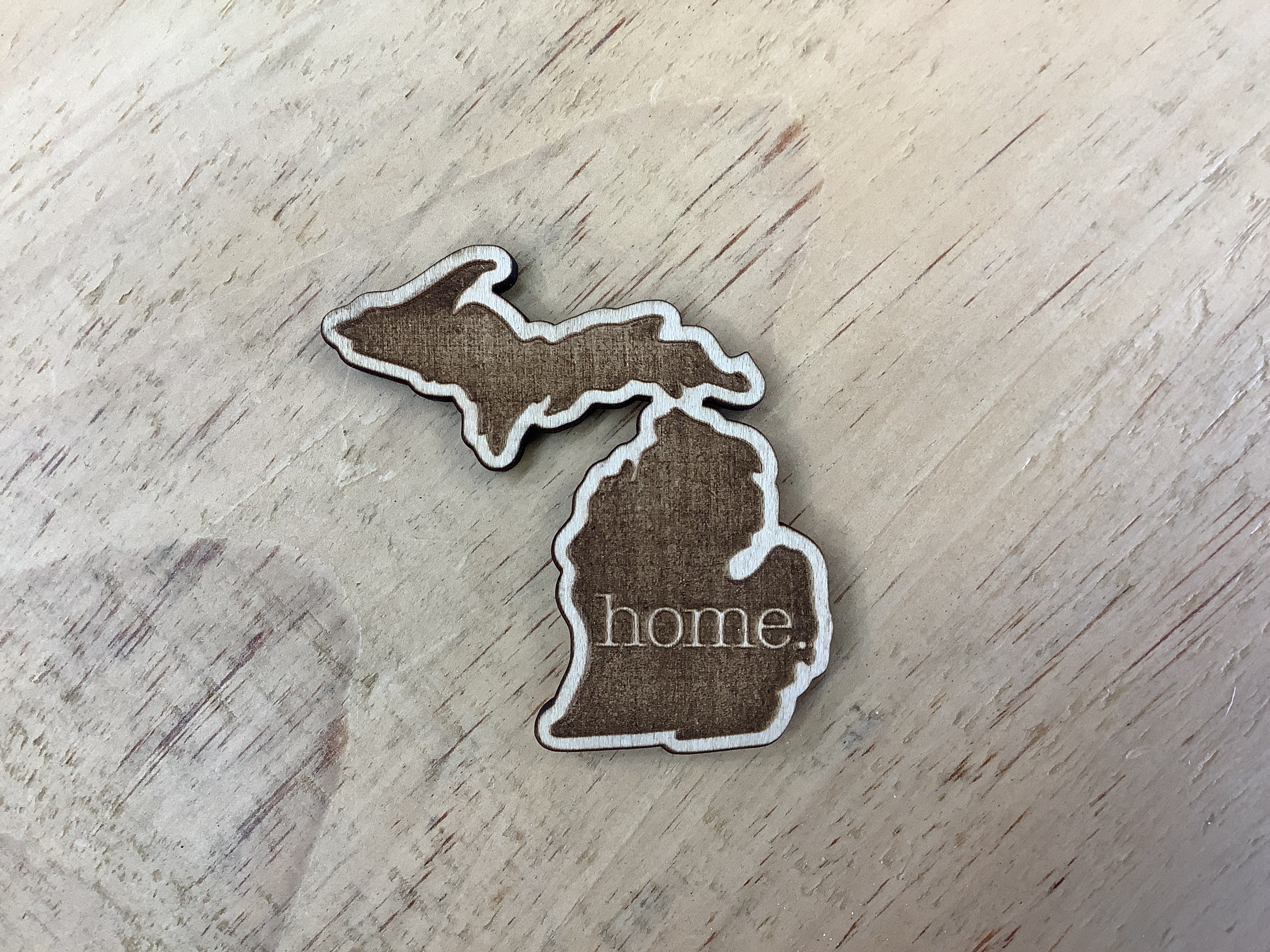 Home - Michigan - Wooden Magnet