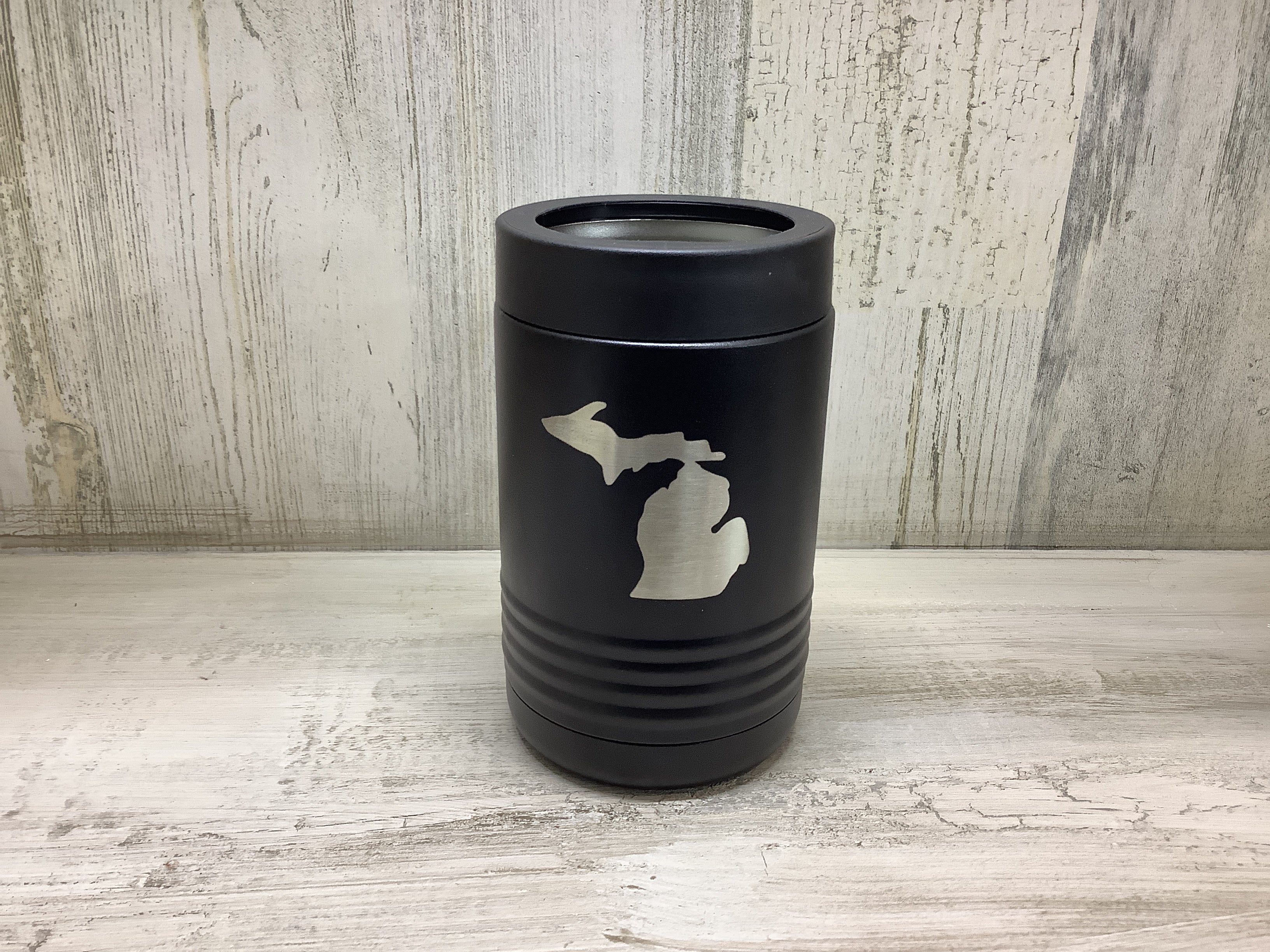 Engraved - Michigan - Black - Insulated Can Tumbler