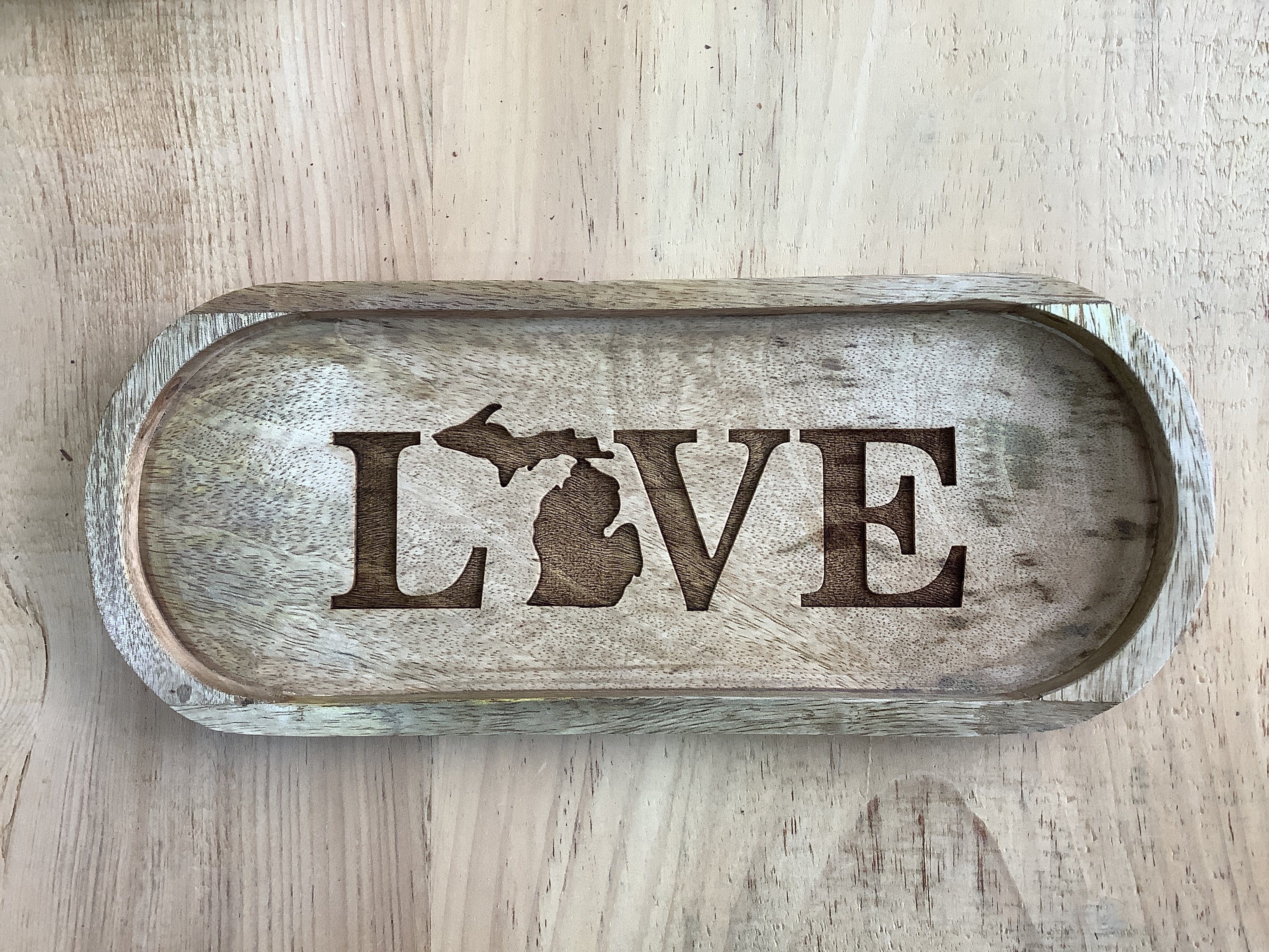Laser Engraved Oval Trivet - 'Love' Michigan