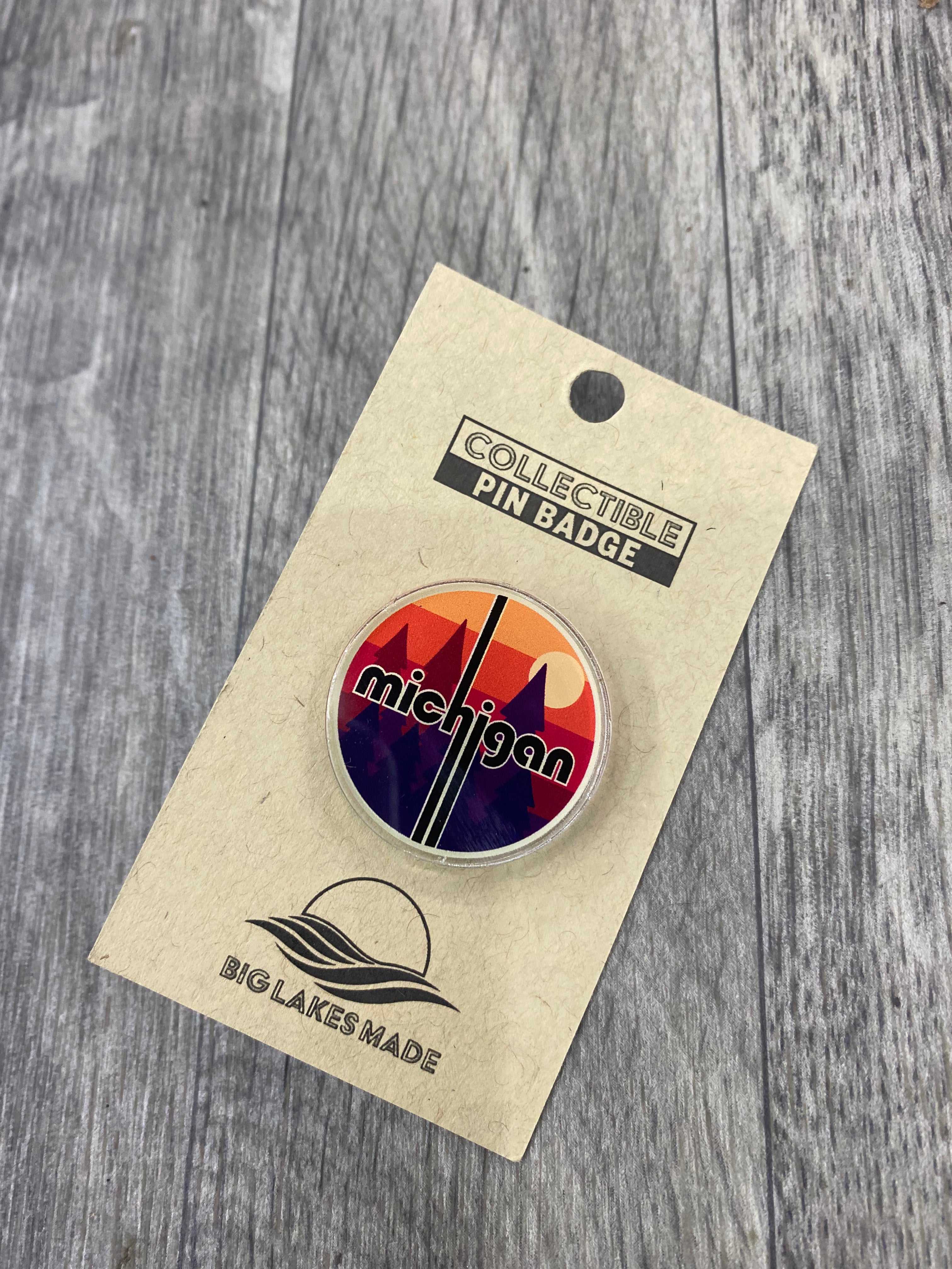 Acrylic Retro Michigan Badge Pin