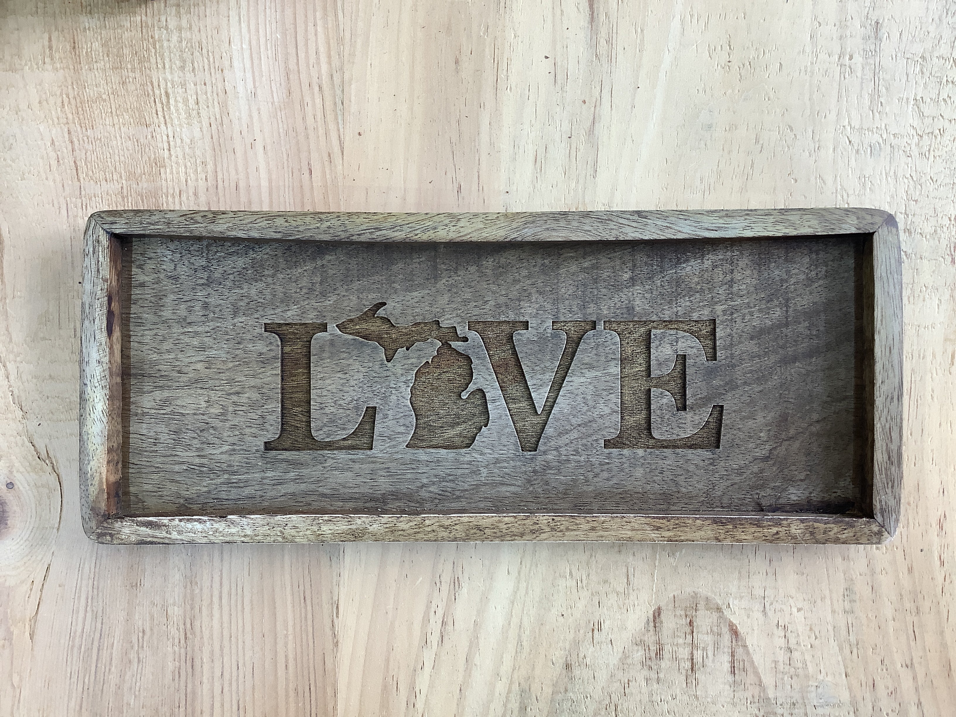 Laser Engraved Square Trivet - 'Love' Michigan