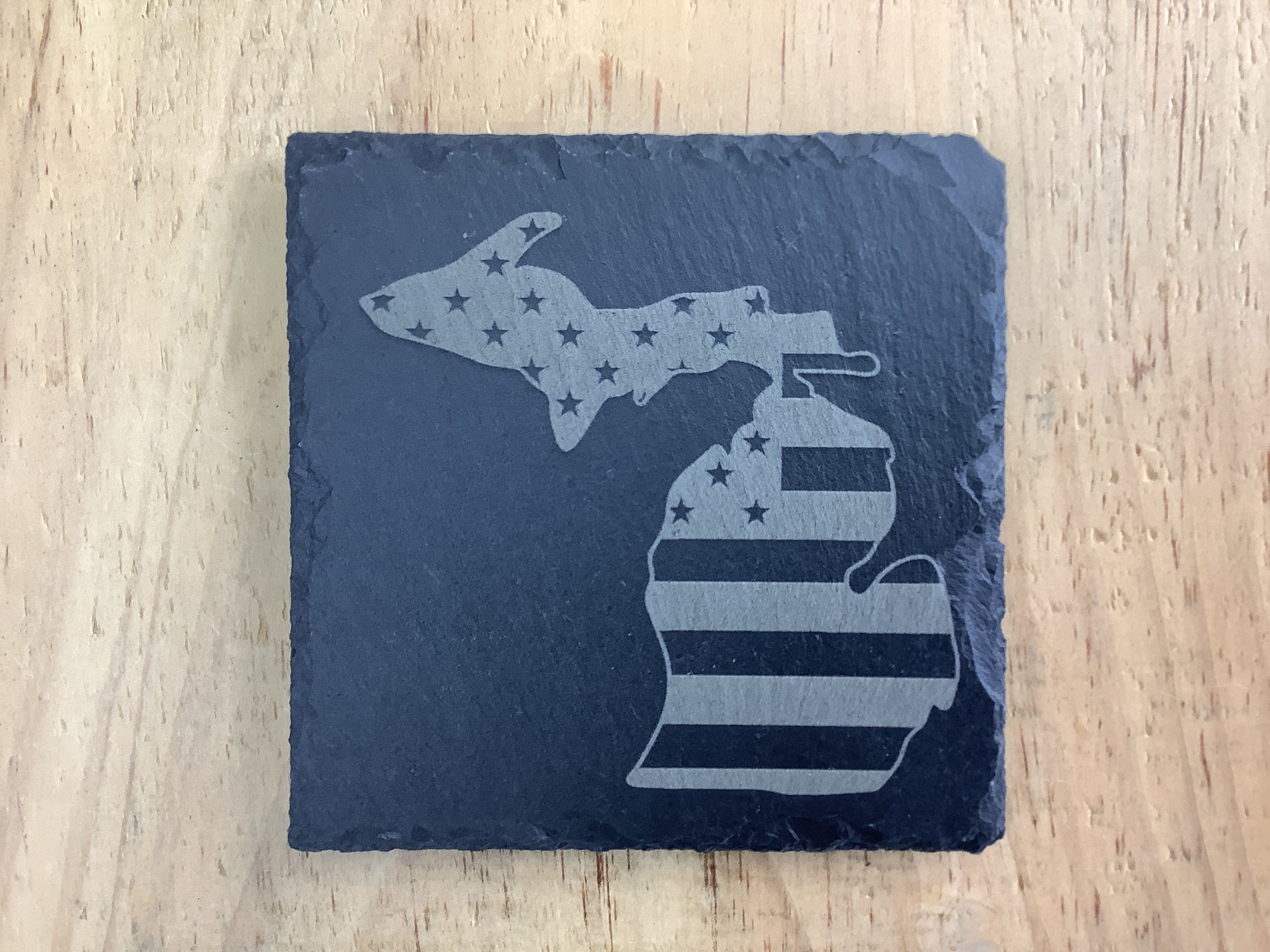 American Flag - Michigan - Ceramic Coaster
