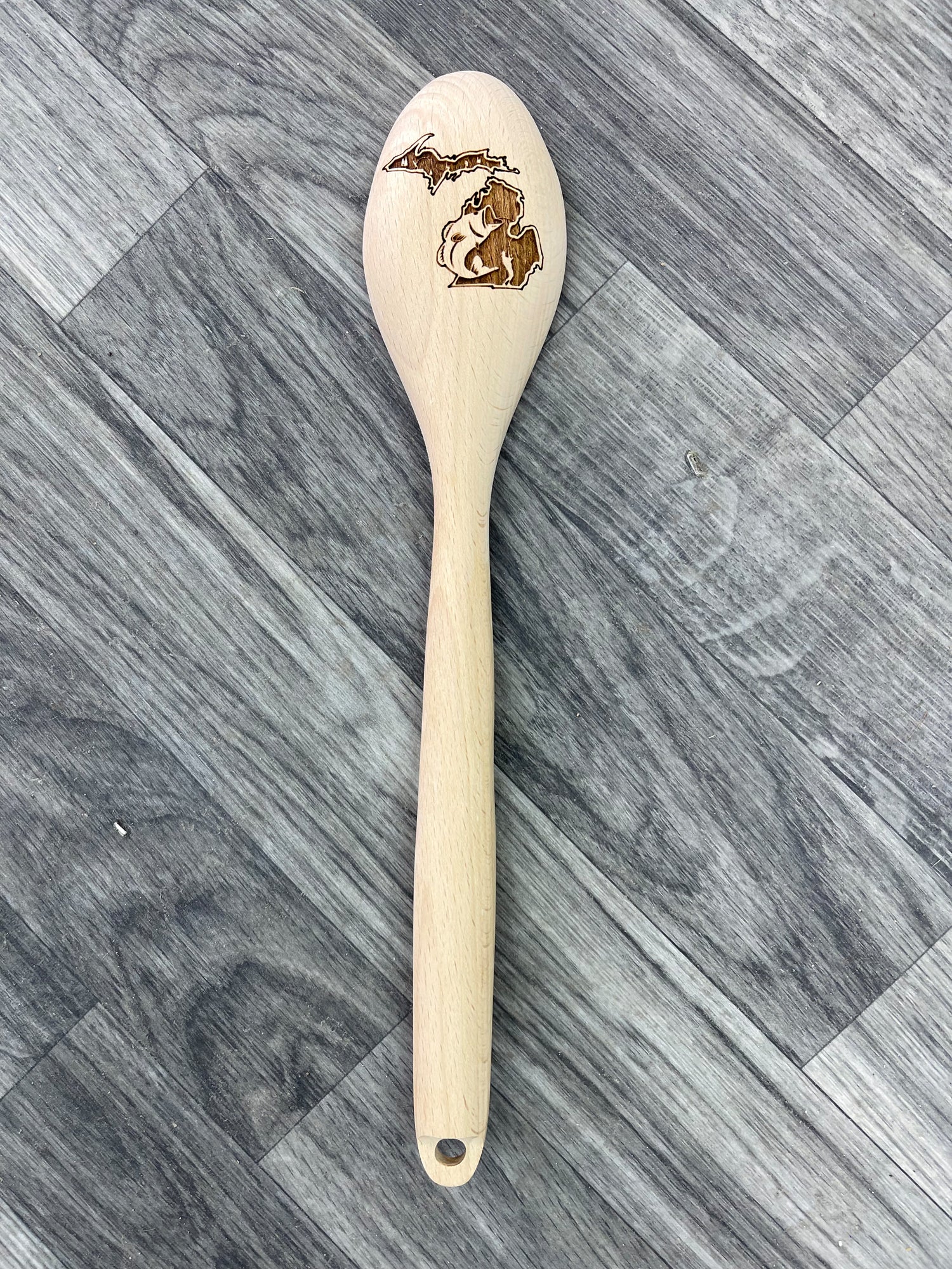 Fishing Michigan Wooden Engraved Spoon