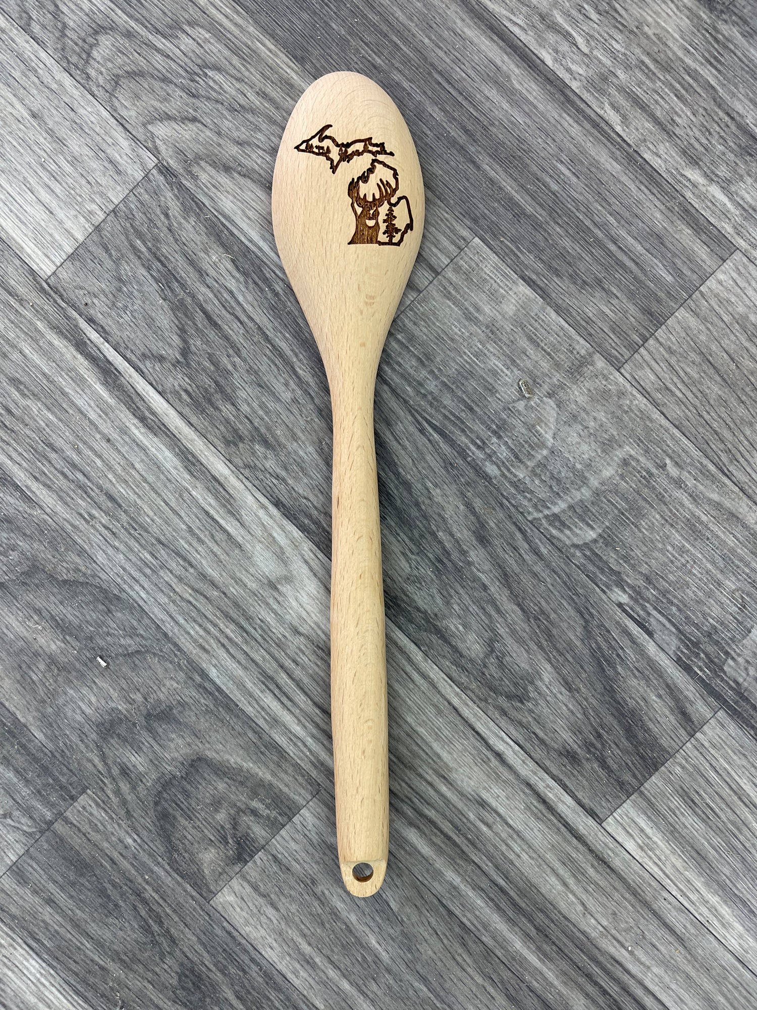Deer Michigan Wooden Engraved Spoon