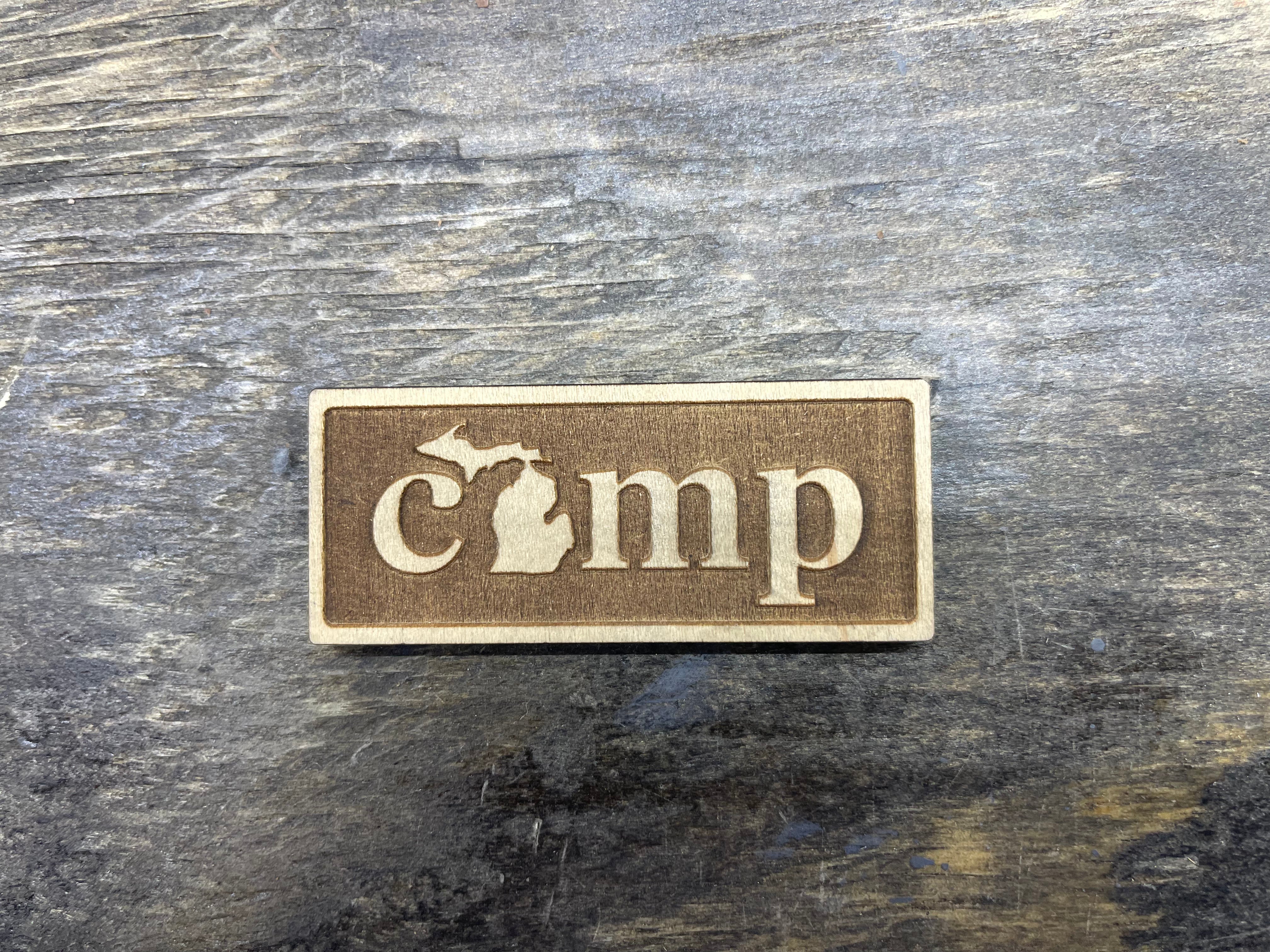 "Camp" Rectangle - Word - Wooden Magnet