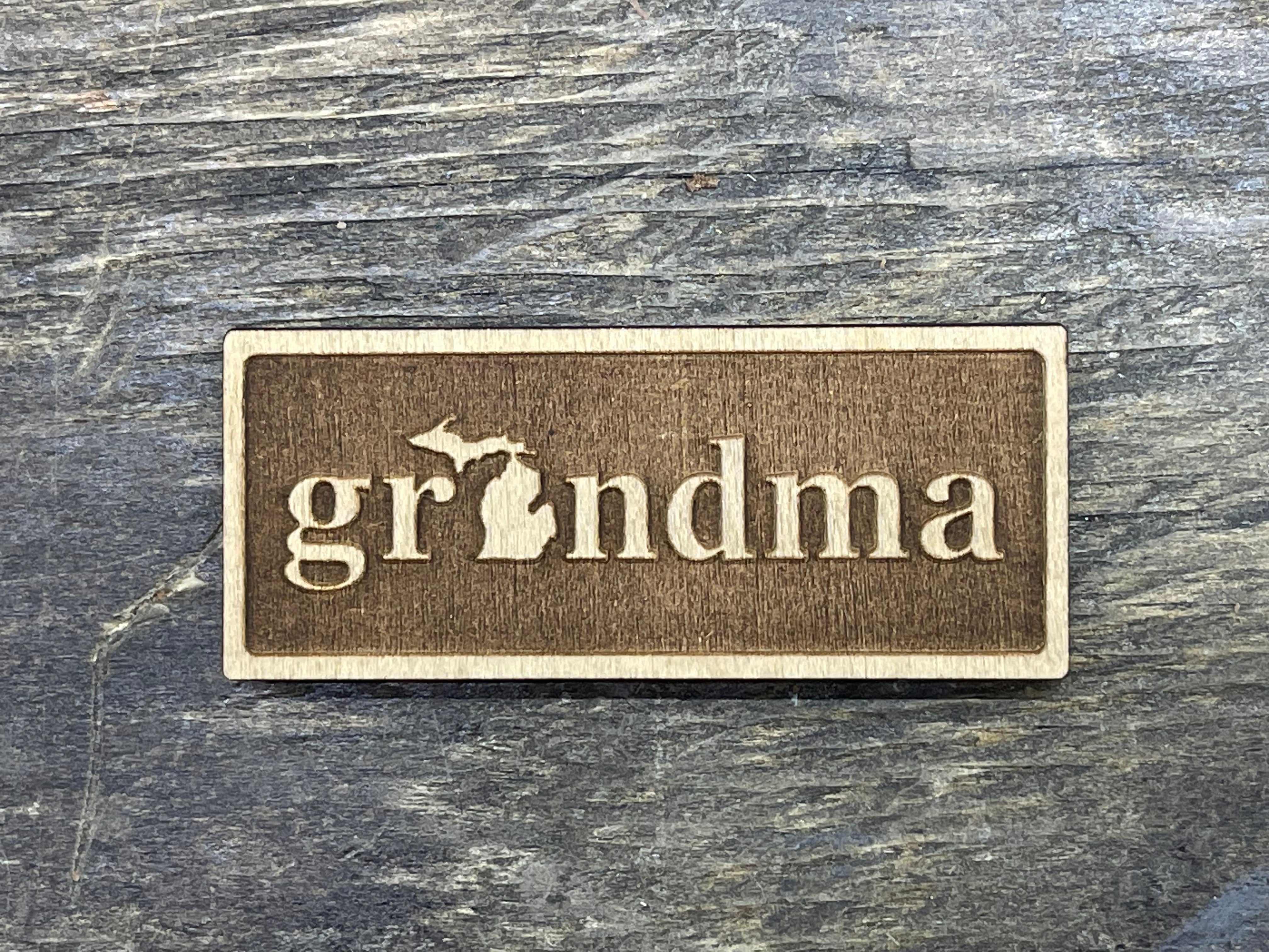 "Grandma" Rectangle - Word - Wooden Magnet