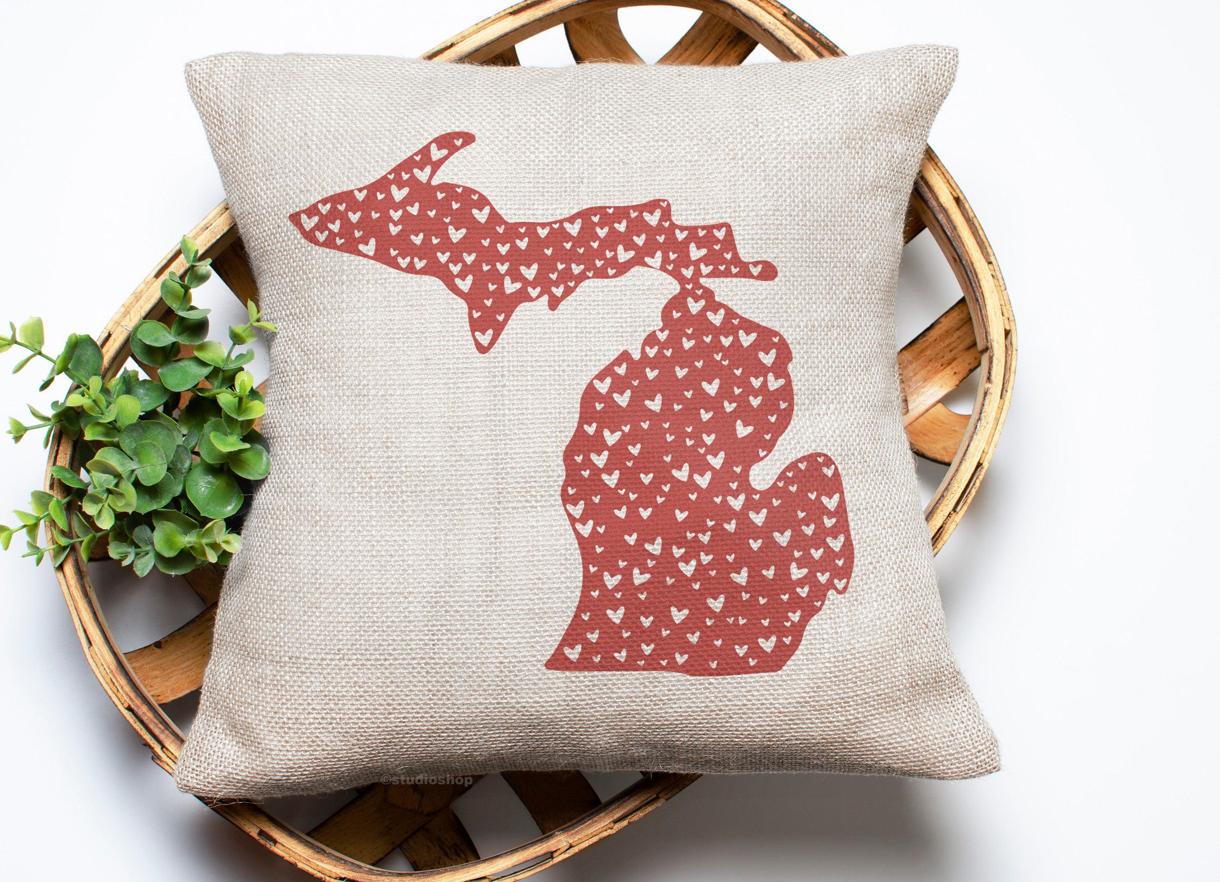 Michigan Hearts Pillow