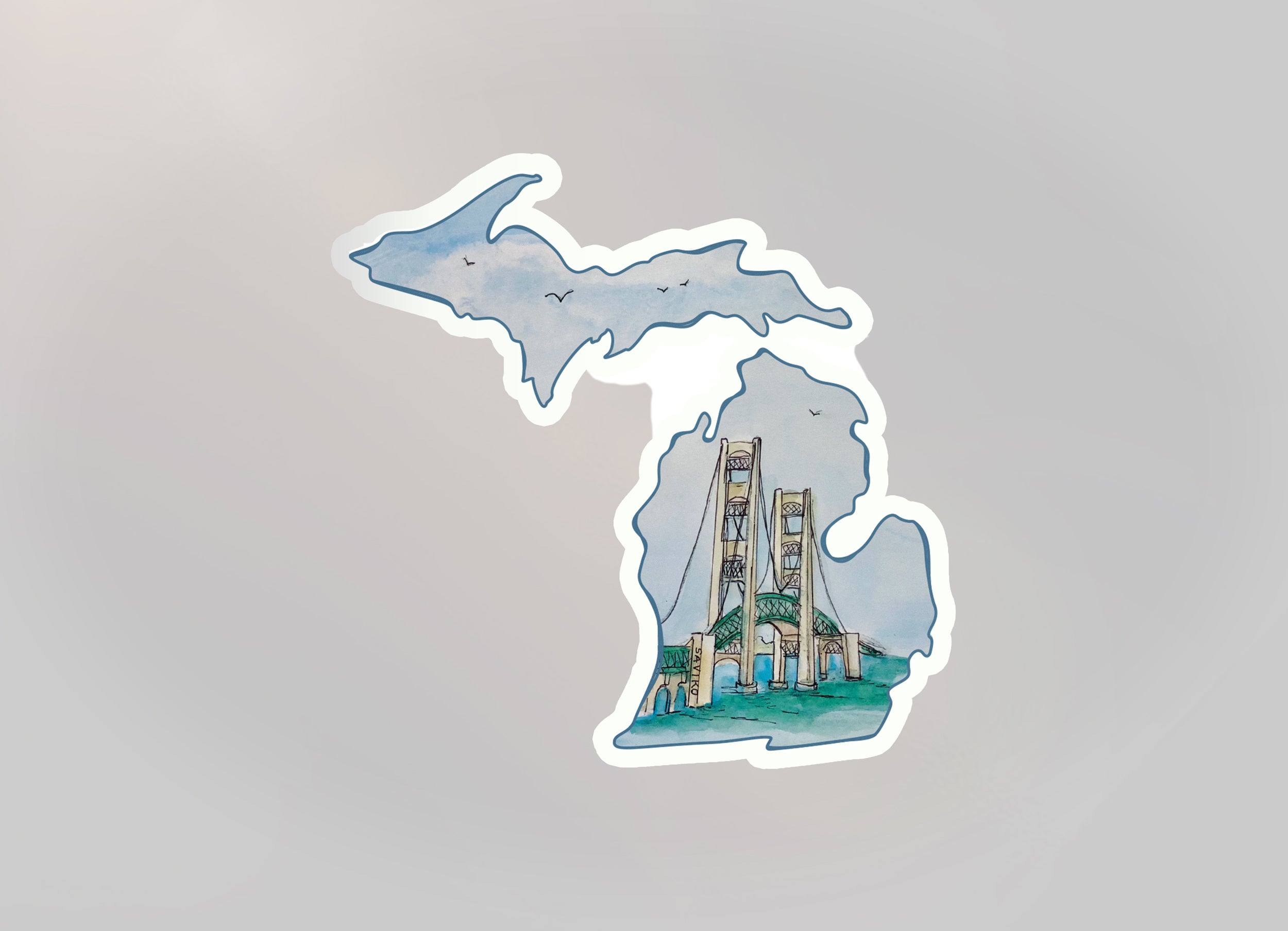 Mackinac Bridge - Michigan - Waterproof Sticker ((Anita Saviko Collaboration)_