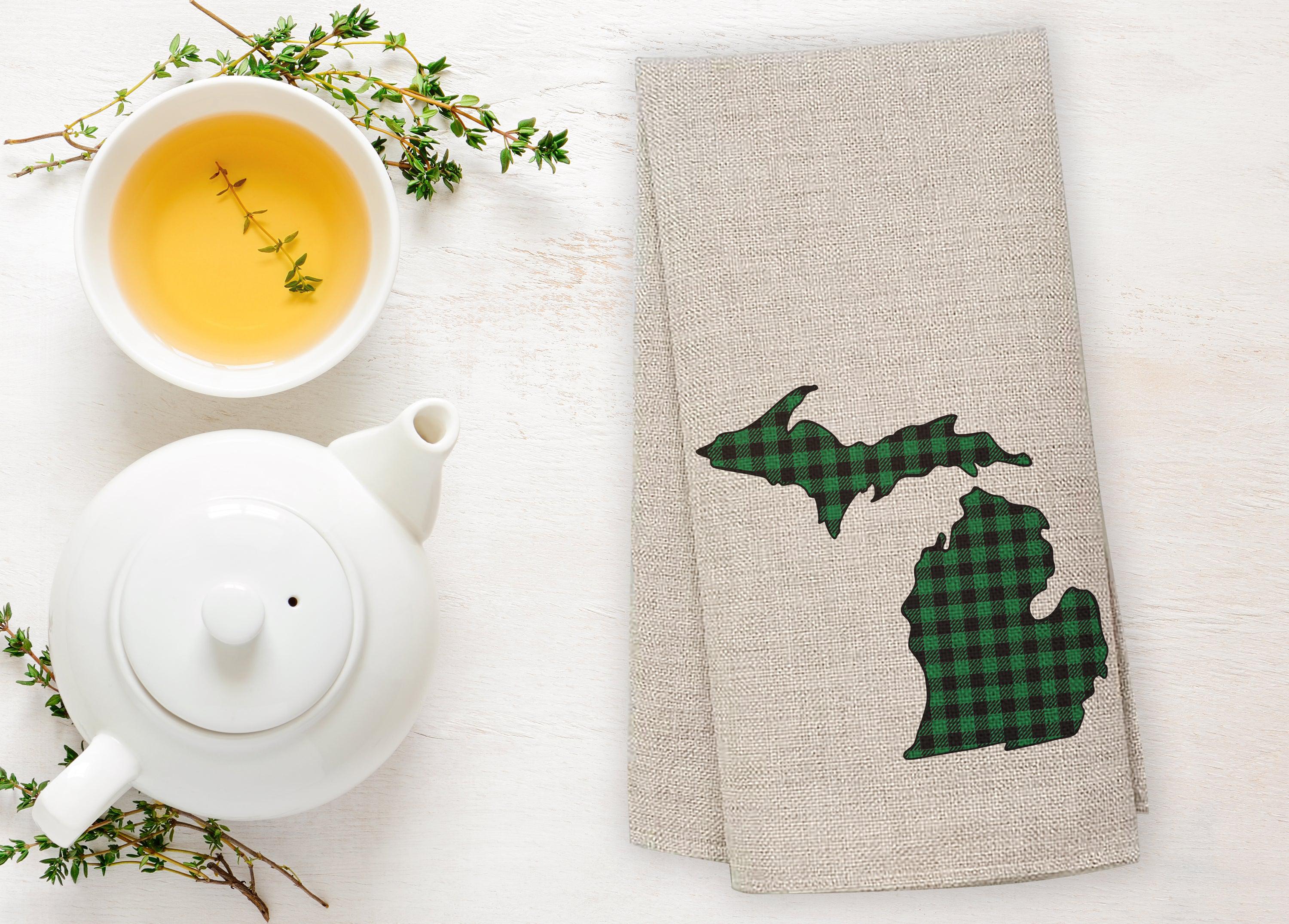 Plaid - Green - Michigan - Tea Towel