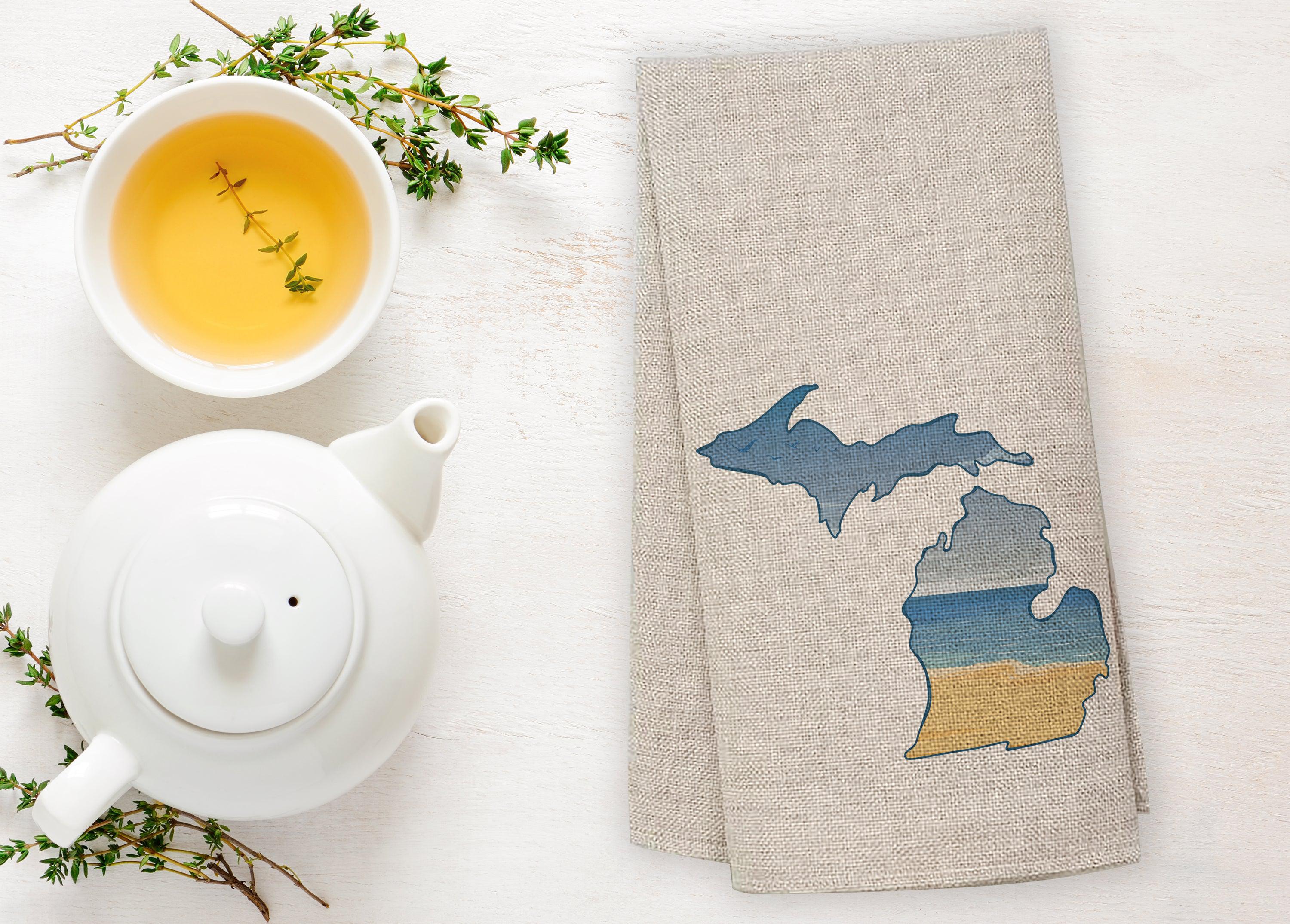 Beach - Michigan - Tea Towel