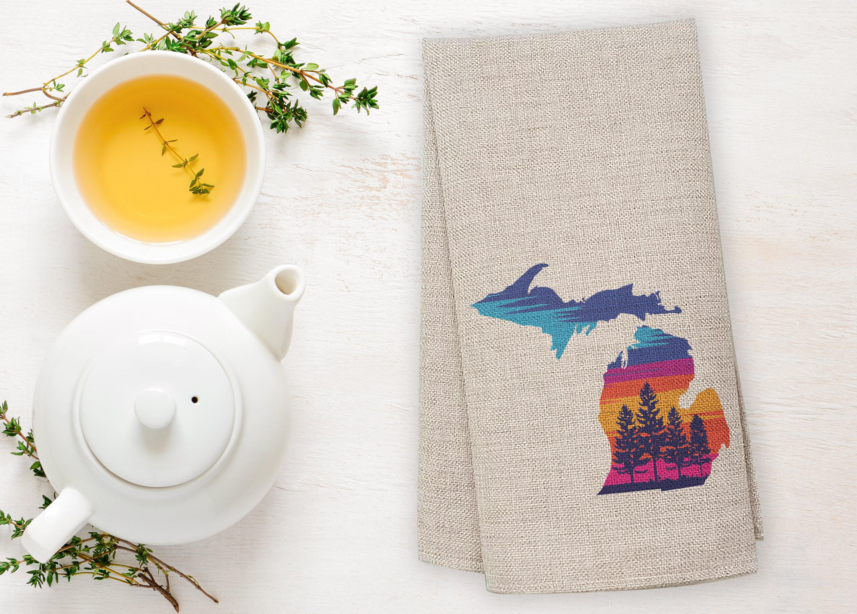 Miami Sunset - Michigan - Tea Towel