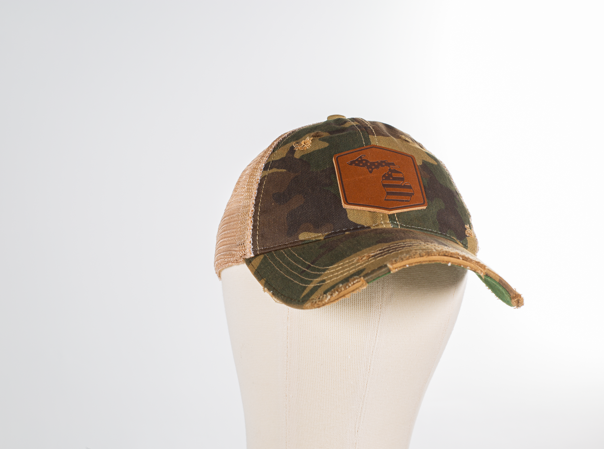 Michigan American Flag Leather Patch Hat