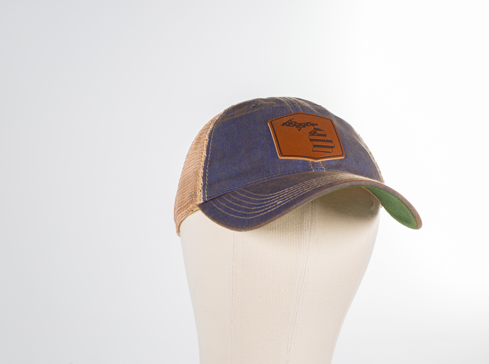 Michigan American Flag Leather Patch Hat