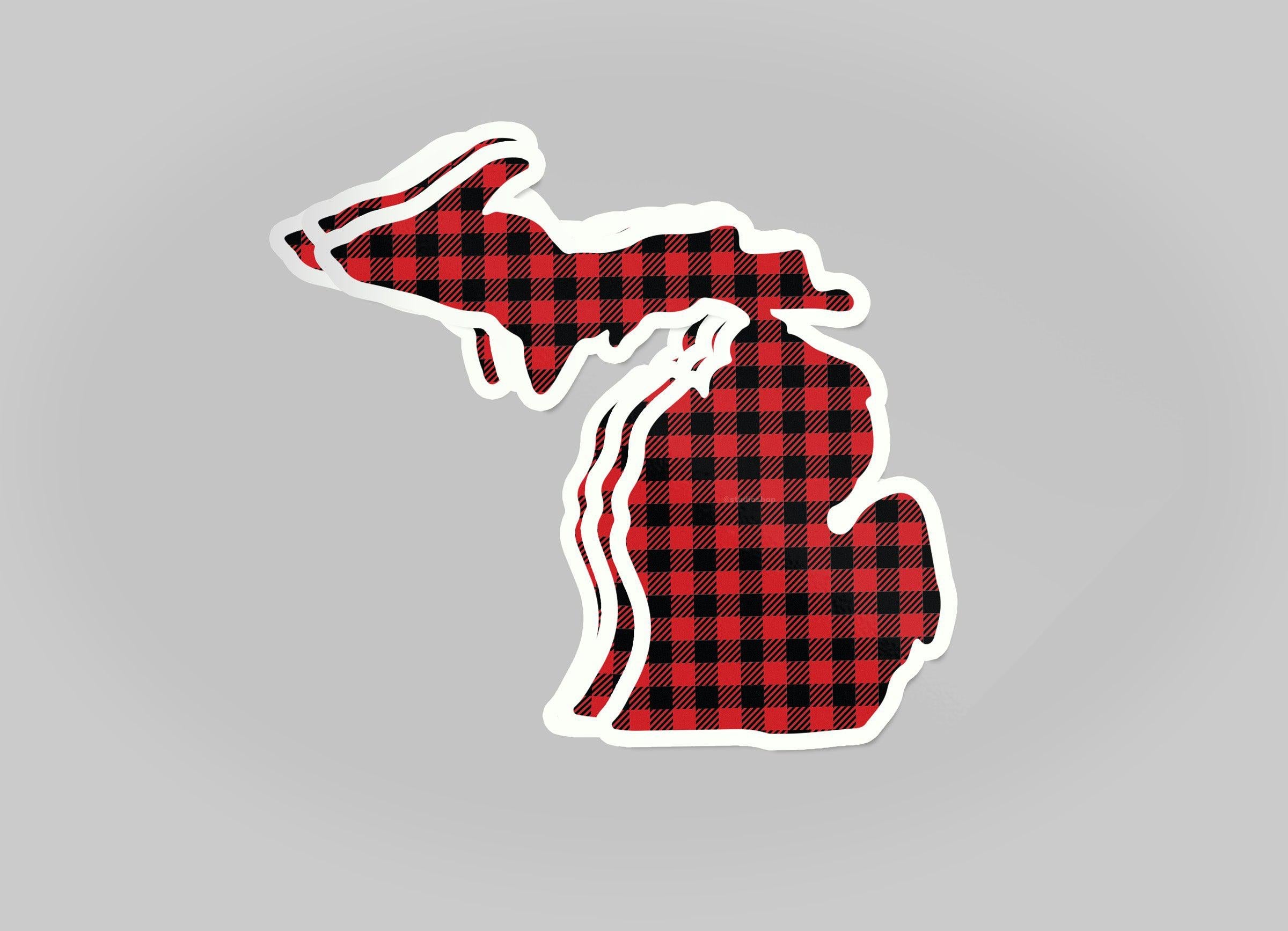 Michigan Buffalo Plaid Waterproof Sticker (3" X 3")