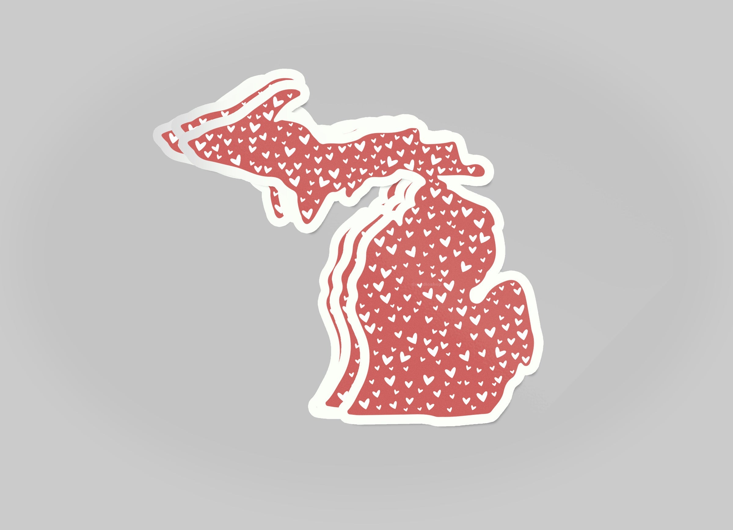 Michigan Hearts Waterproof Sticker (3" X 3")