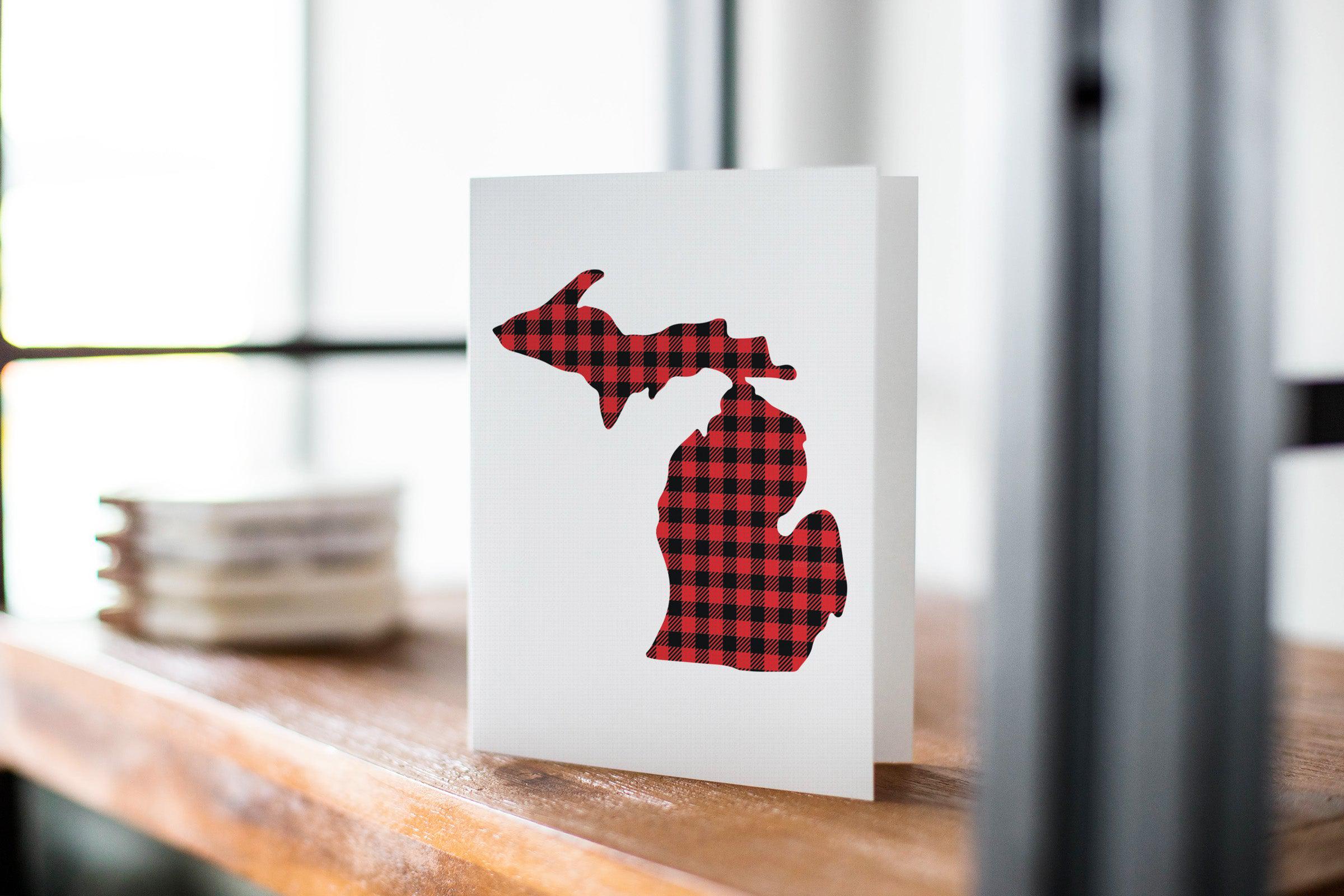 Michigan Red Plaid Greeting Card