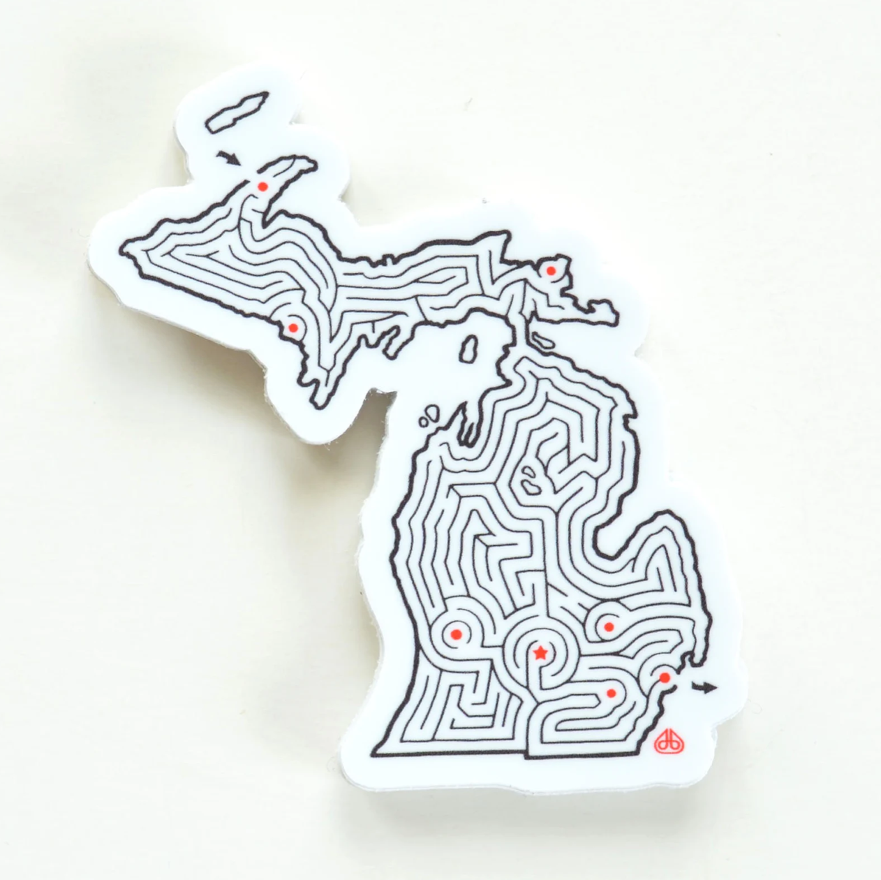 Maze - Michigan - Waterproof Sticker (3" X 3")