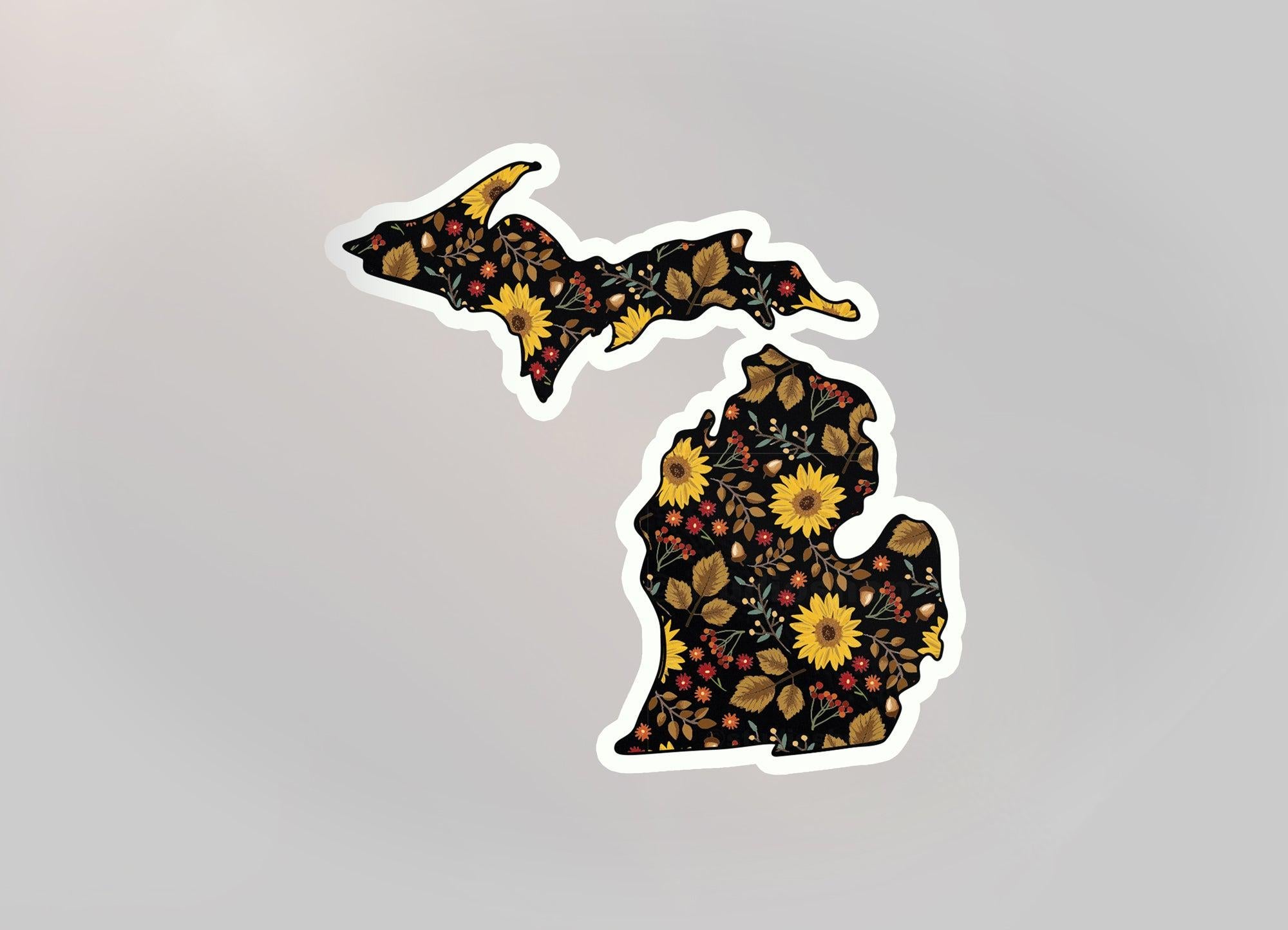 Sunflowers Michigan Waterproof Sticker (3" X 3")