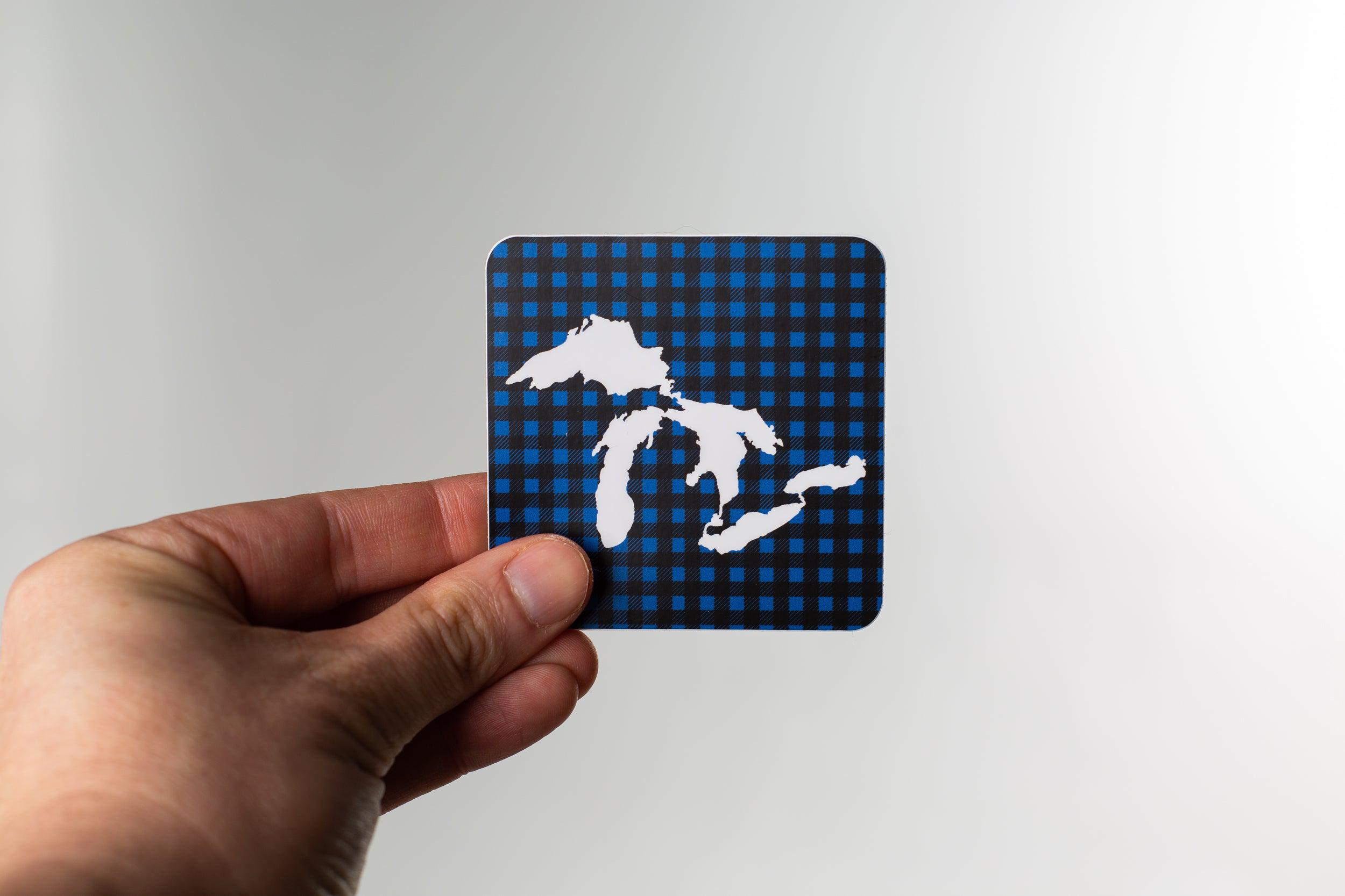 Waterproof Sticker - Great Lakes Blue Plaid - 3X3